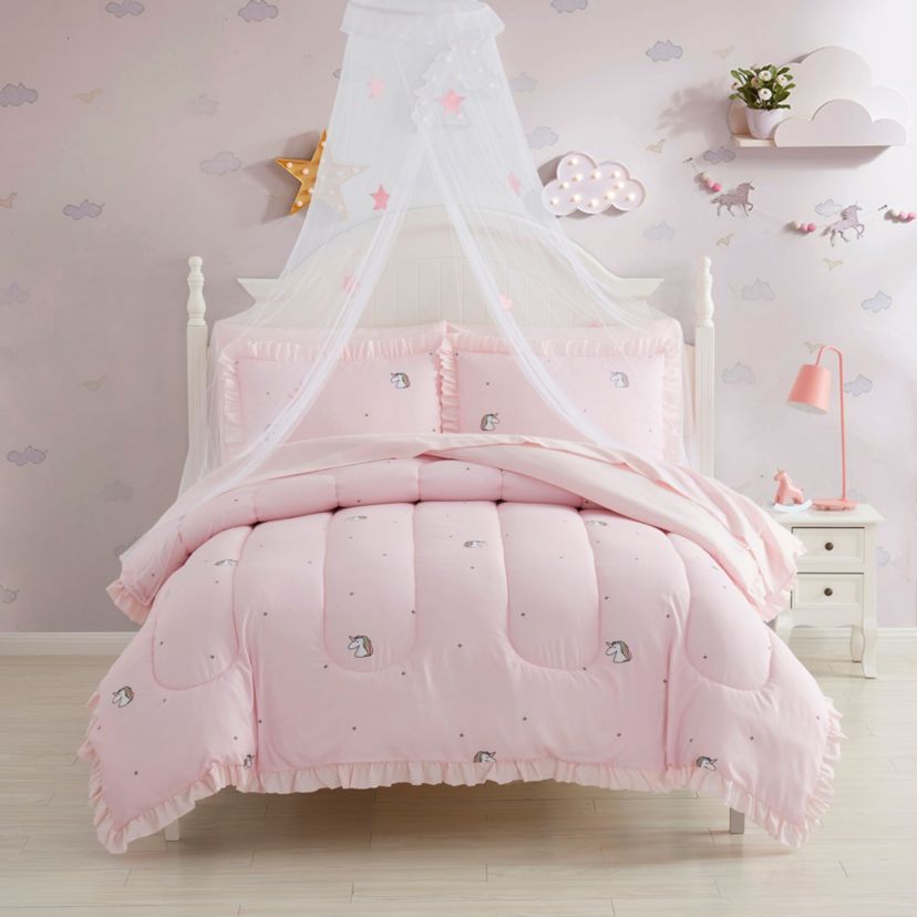 Kids Rainbow Unicorn Bed in a Bag Comforter, Sham & Sheet Set