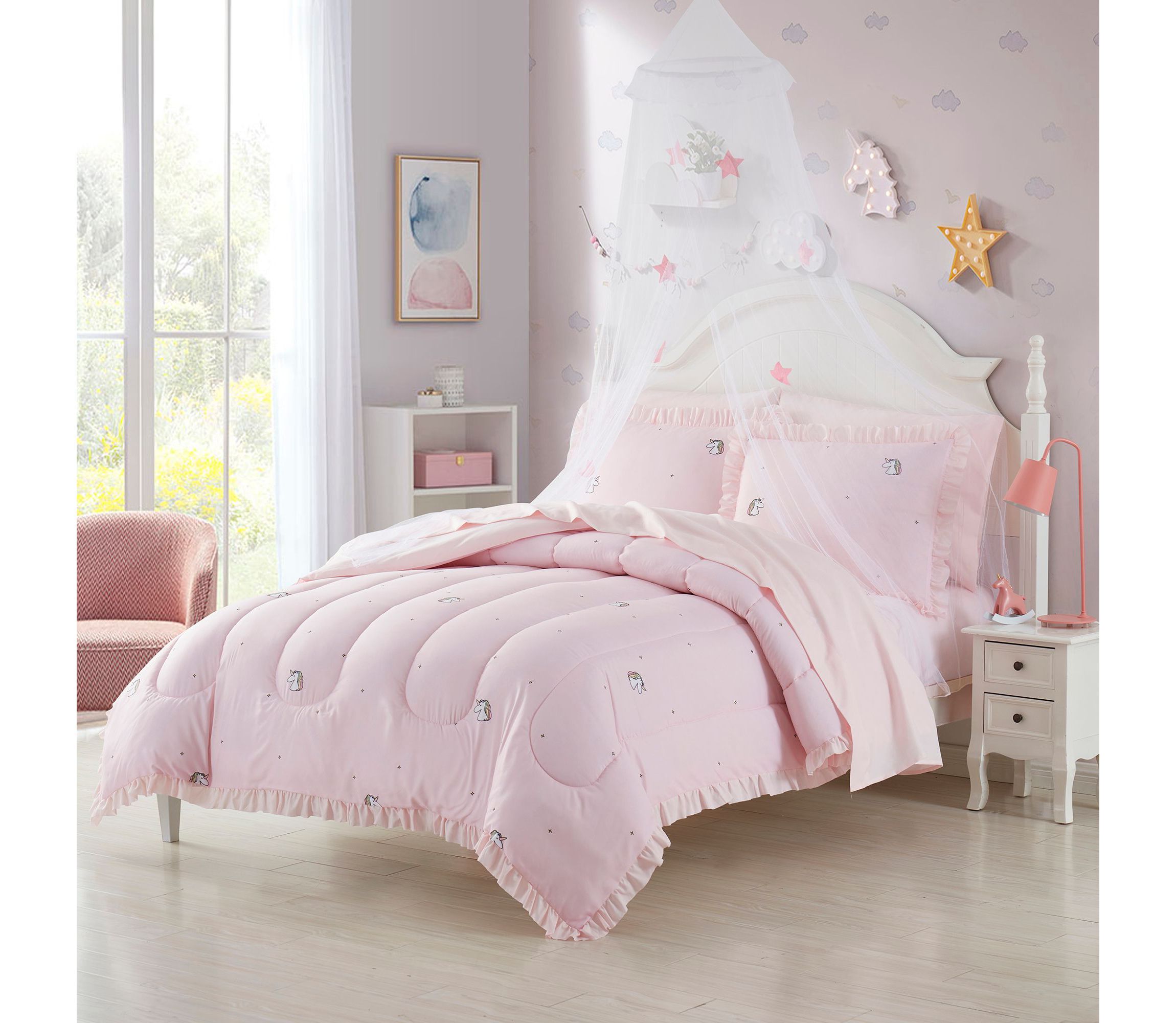 Kids Rainbow Unicorn Bed in a Bag Comforter, Sham & Sheet Set