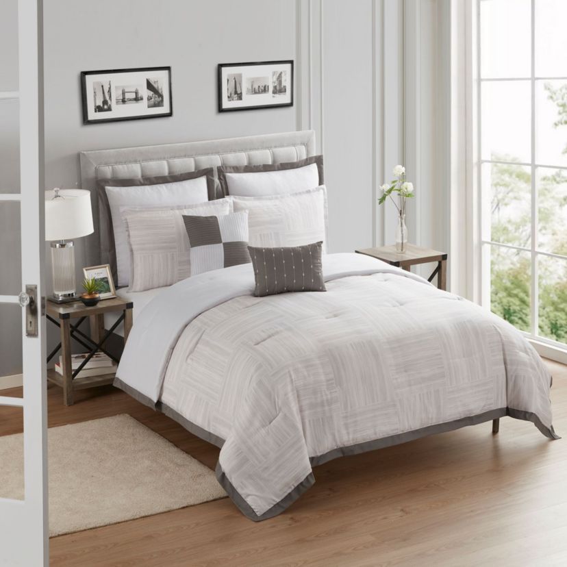 Walter 7 Piece Stripe Squares Comforter Set