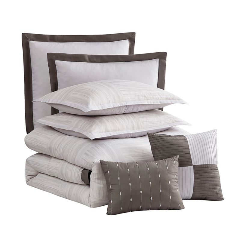 Walter 7 Piece Stripe Squares Comforter Set