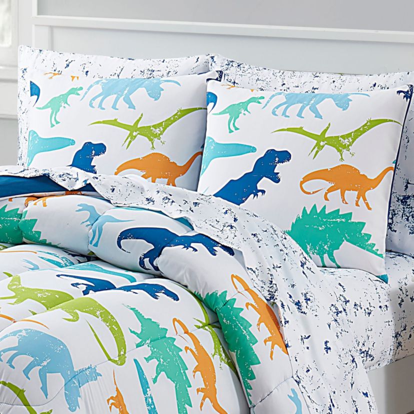 Kids Dinosaurs Bed in a Bag Comforter, Sham & Sheet Set