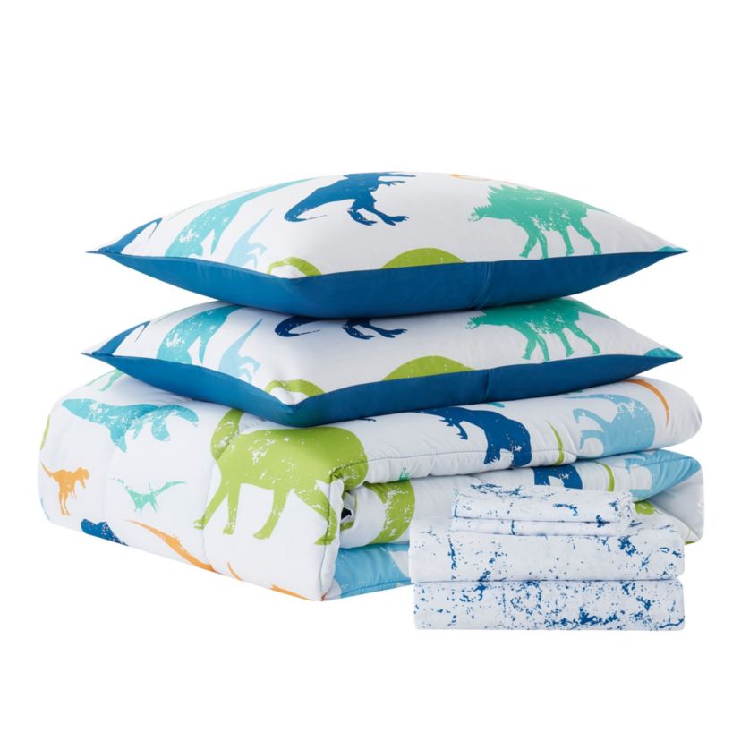 Kids Dinosaurs Bed in a Bag Comforter, Sham & Sheet Set