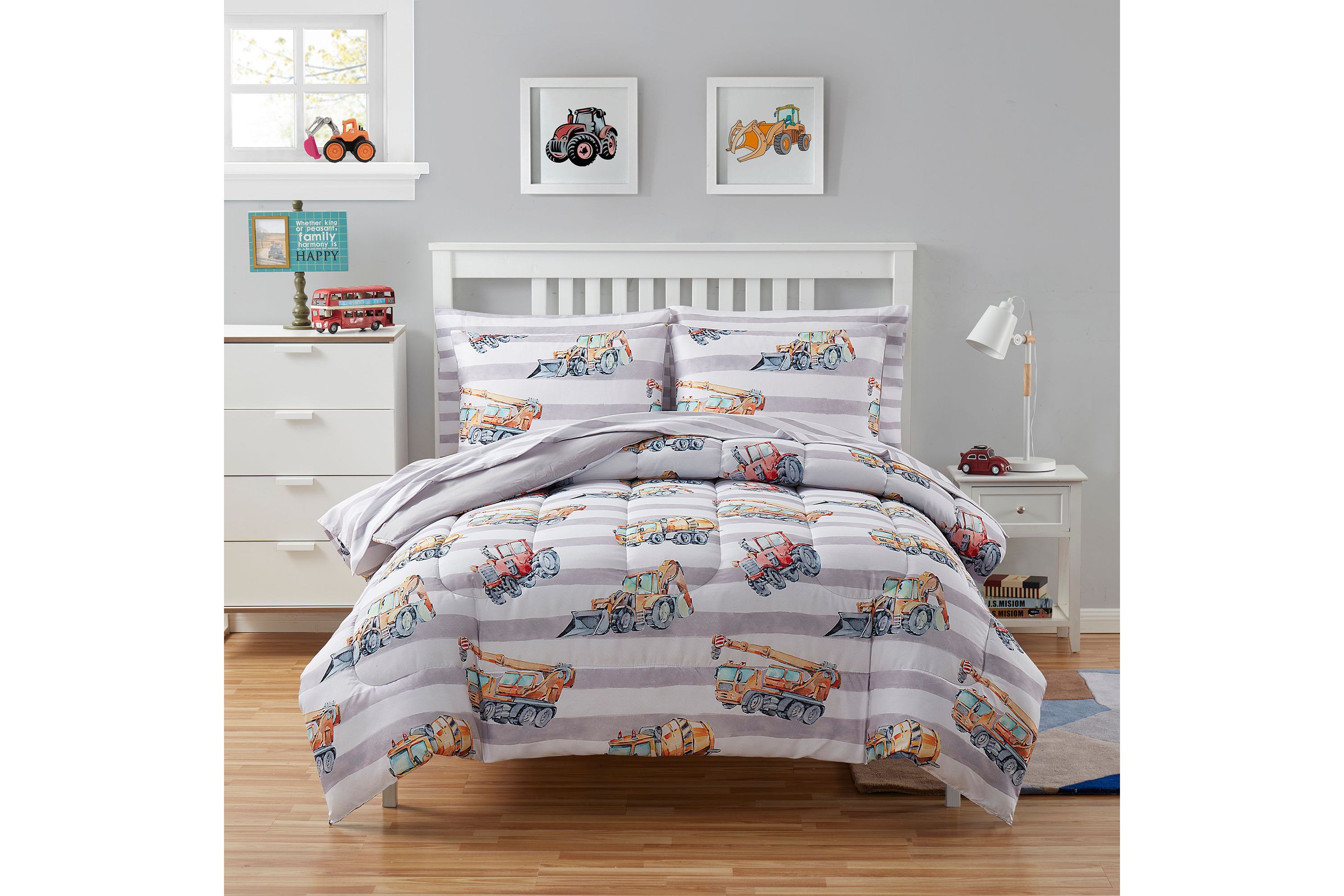 Kids Trucks Bed in a Bag Comforter, Sham & Sheet Set