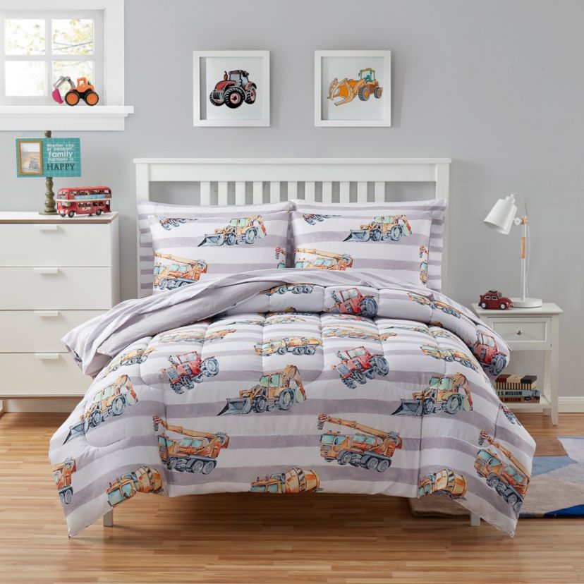 Kids Trucks Bed in a Bag Comforter, Sham & Sheet Set