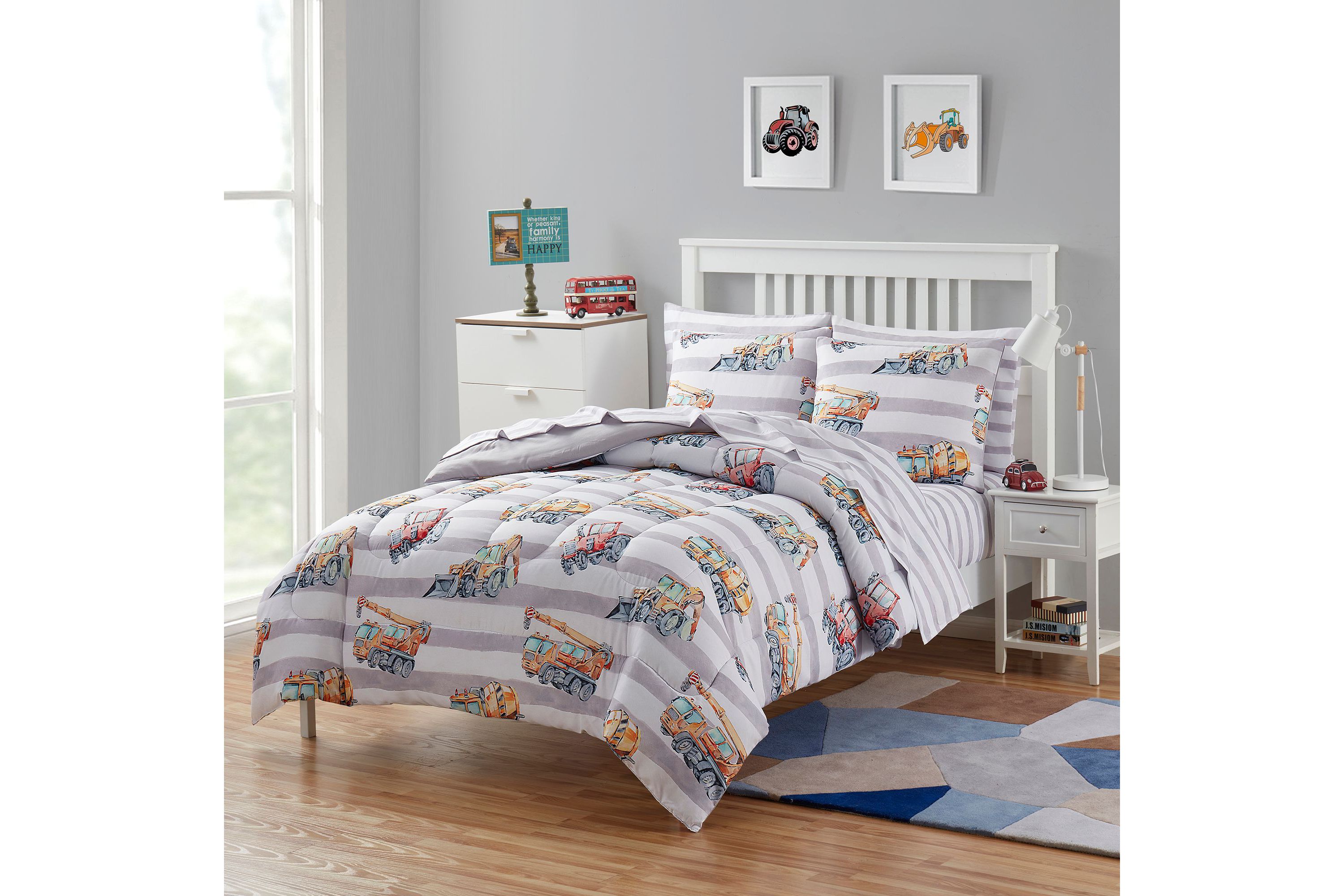 Kids Trucks Bed in a Bag Comforter, Sham & Sheet Set