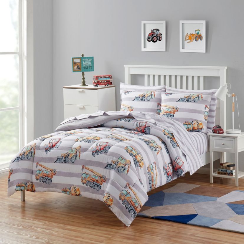 Kids Trucks Bed in a Bag Comforter, Sham & Sheet Set