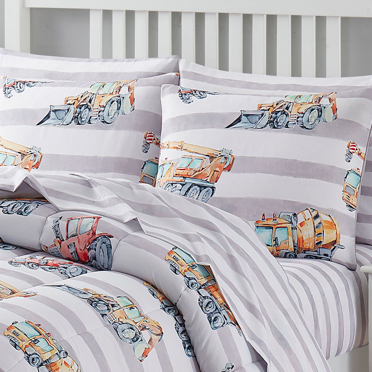 Kids Trucks Bed in a Bag Comforter, Sham & Sheet Set