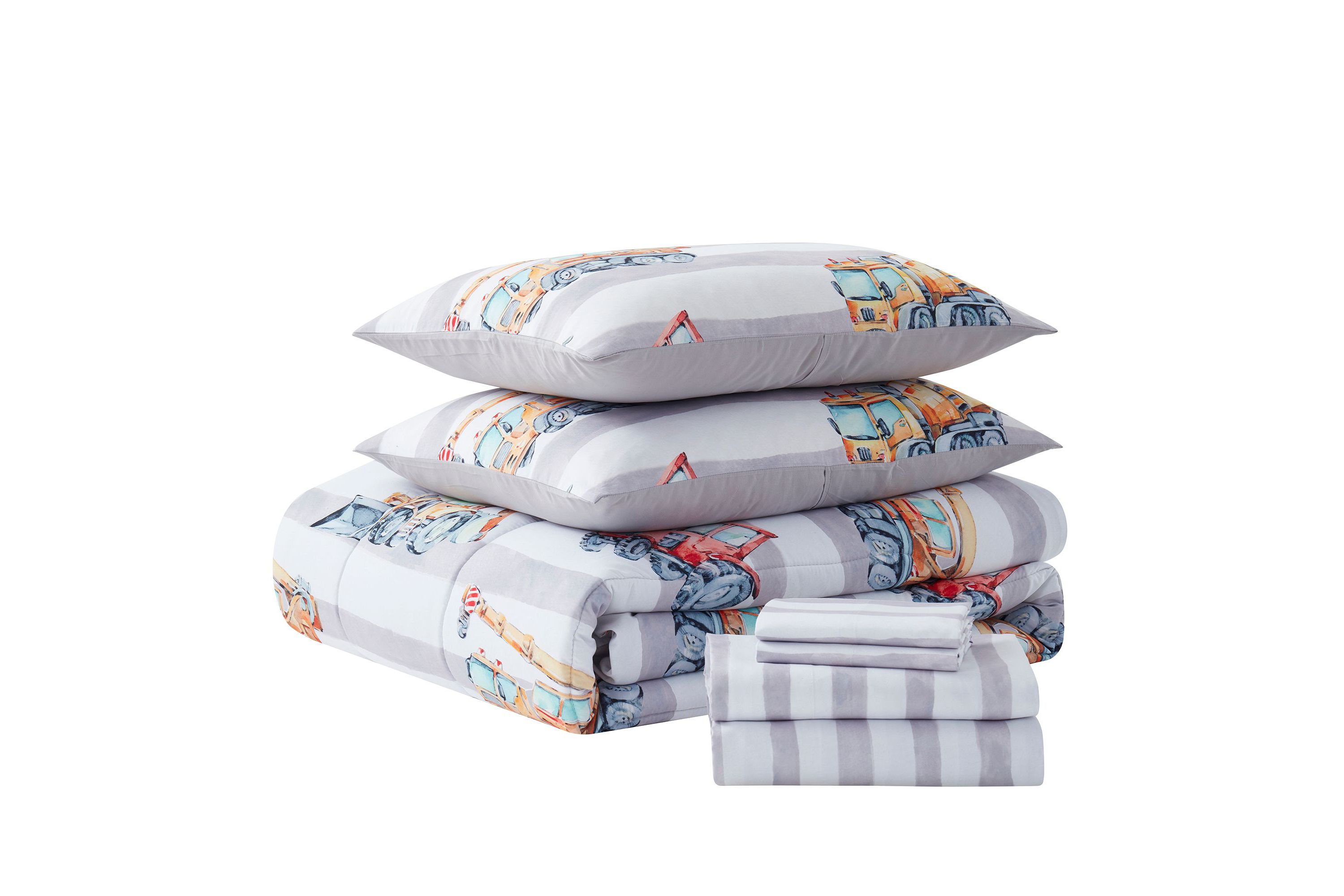 Kids Trucks Bed in a Bag Comforter, Sham & Sheet Set