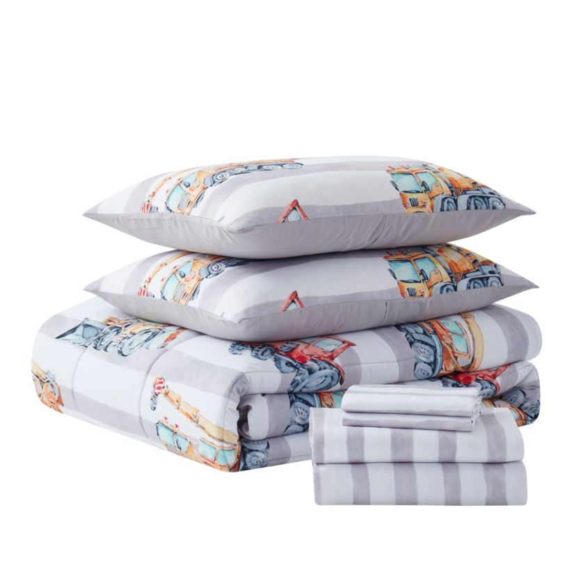 Kids Trucks Bed in a Bag Comforter, Sham & Sheet Set