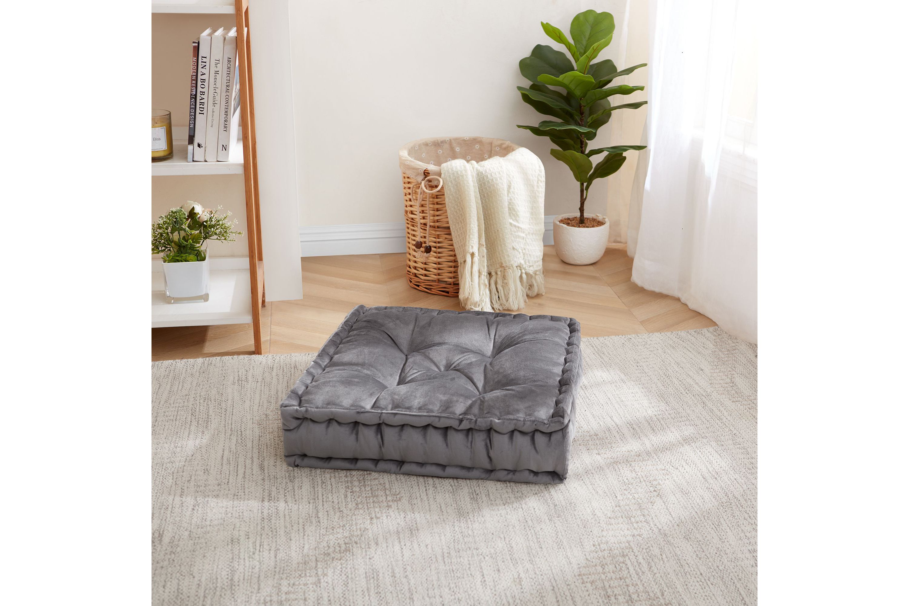 20" x 20" Polyester Tufted Square Meditation Yoga Floor Pillow