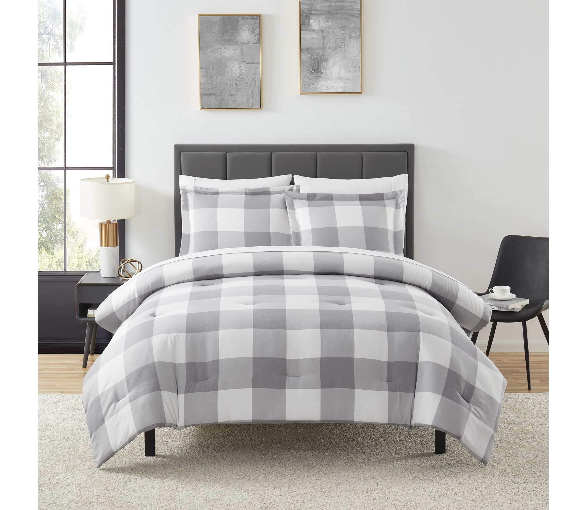 Herringbone Weave Buffalo Check Bed in a Bag Comforter & Sheet Set