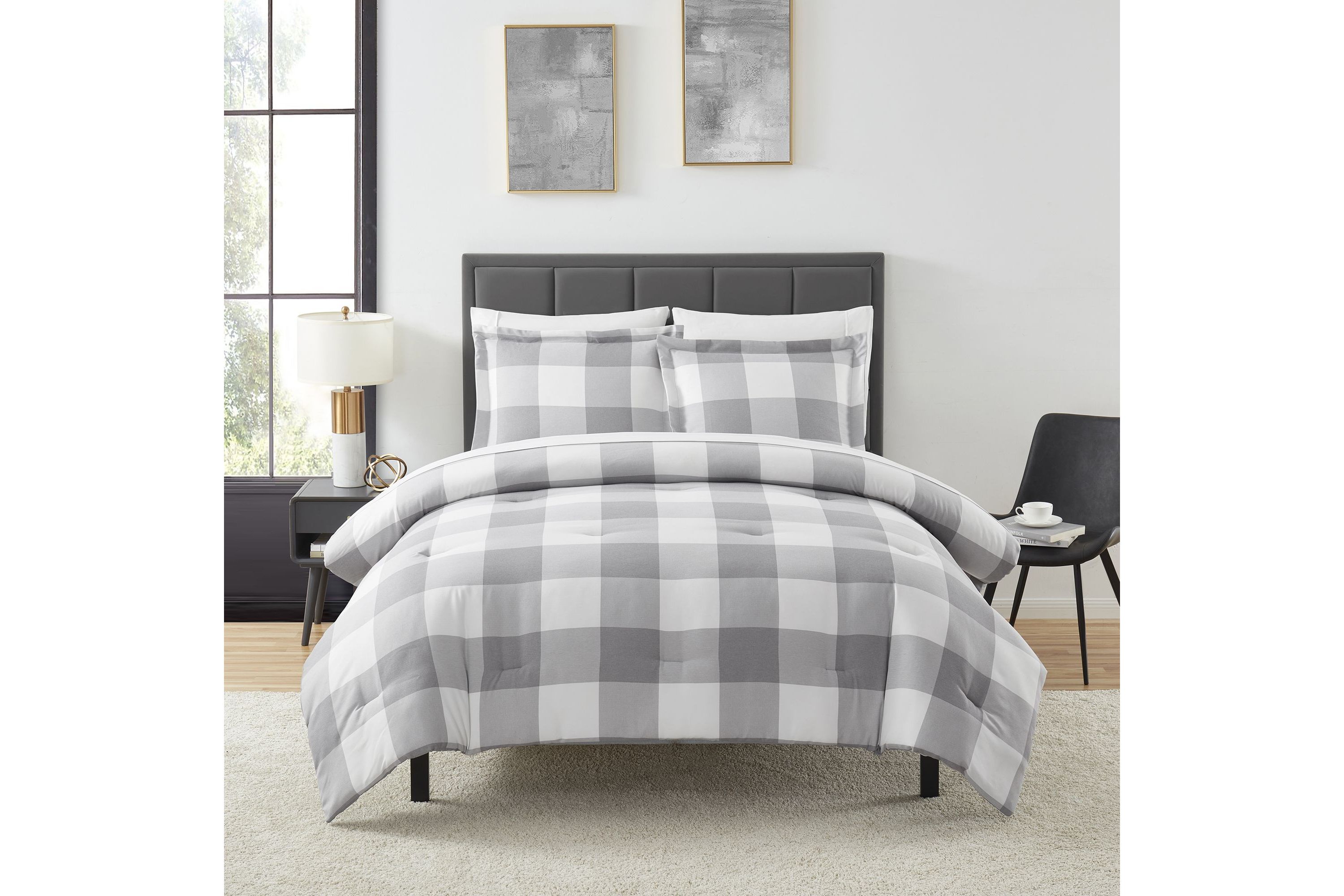 Herringbone Weave Buffalo Check Bed in a Bag Comforter & Sheet Set