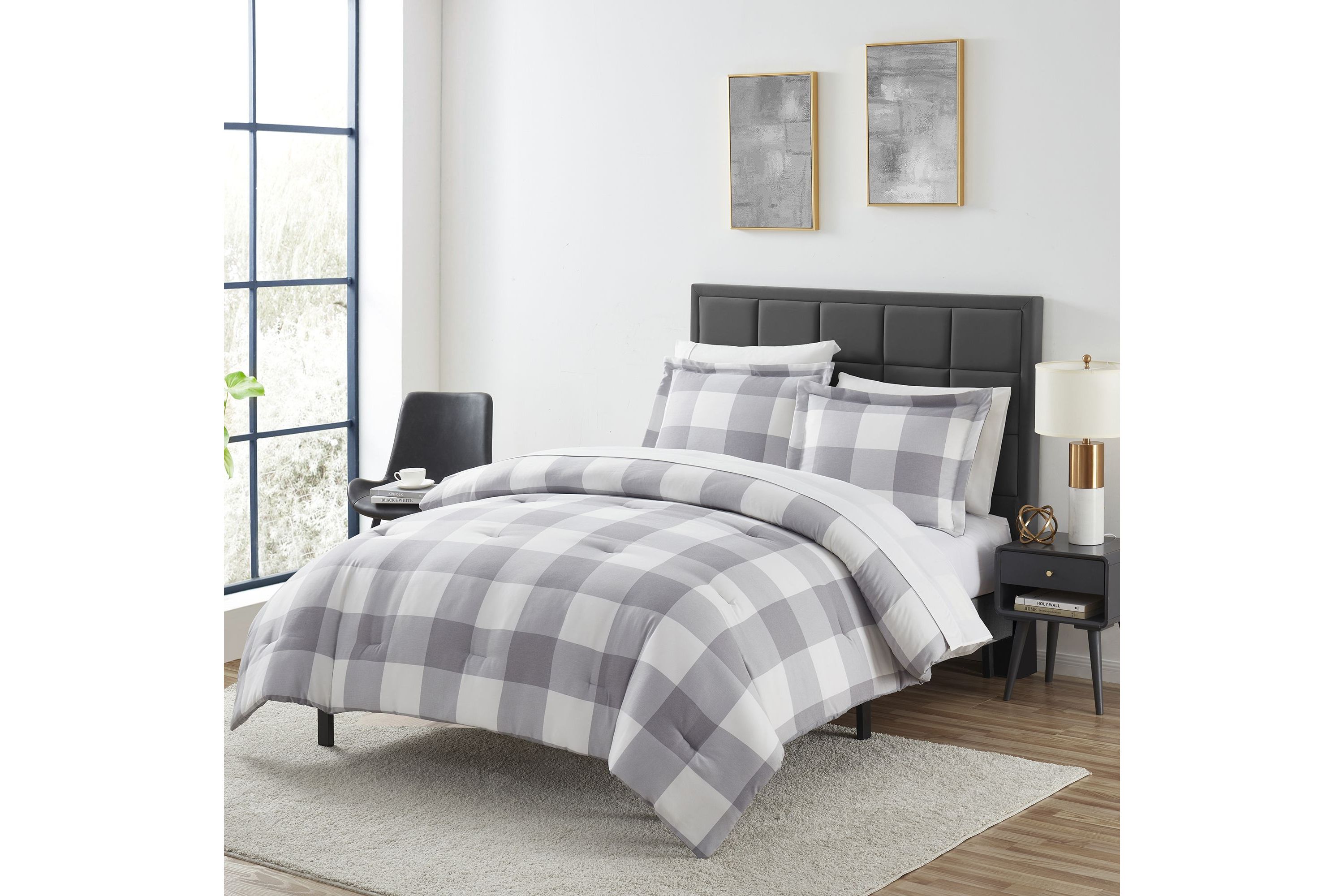 Herringbone Weave Buffalo Check Bed in a Bag Comforter & Sheet Set