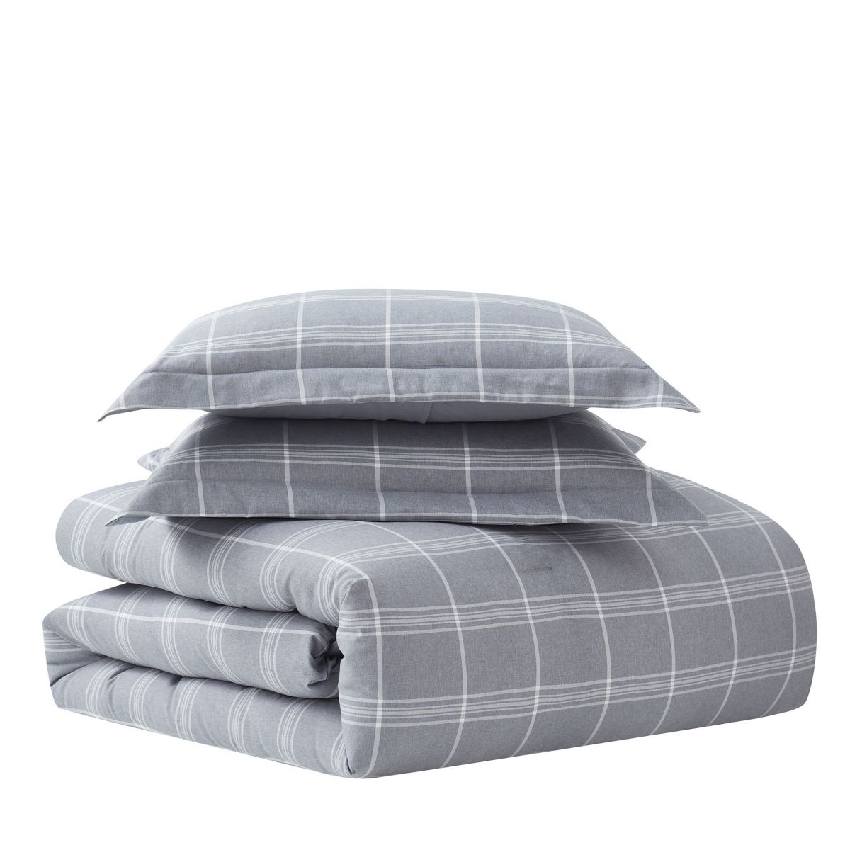 Chambray Weave Plaid Bed in a Bag Comforter & Sheet Set