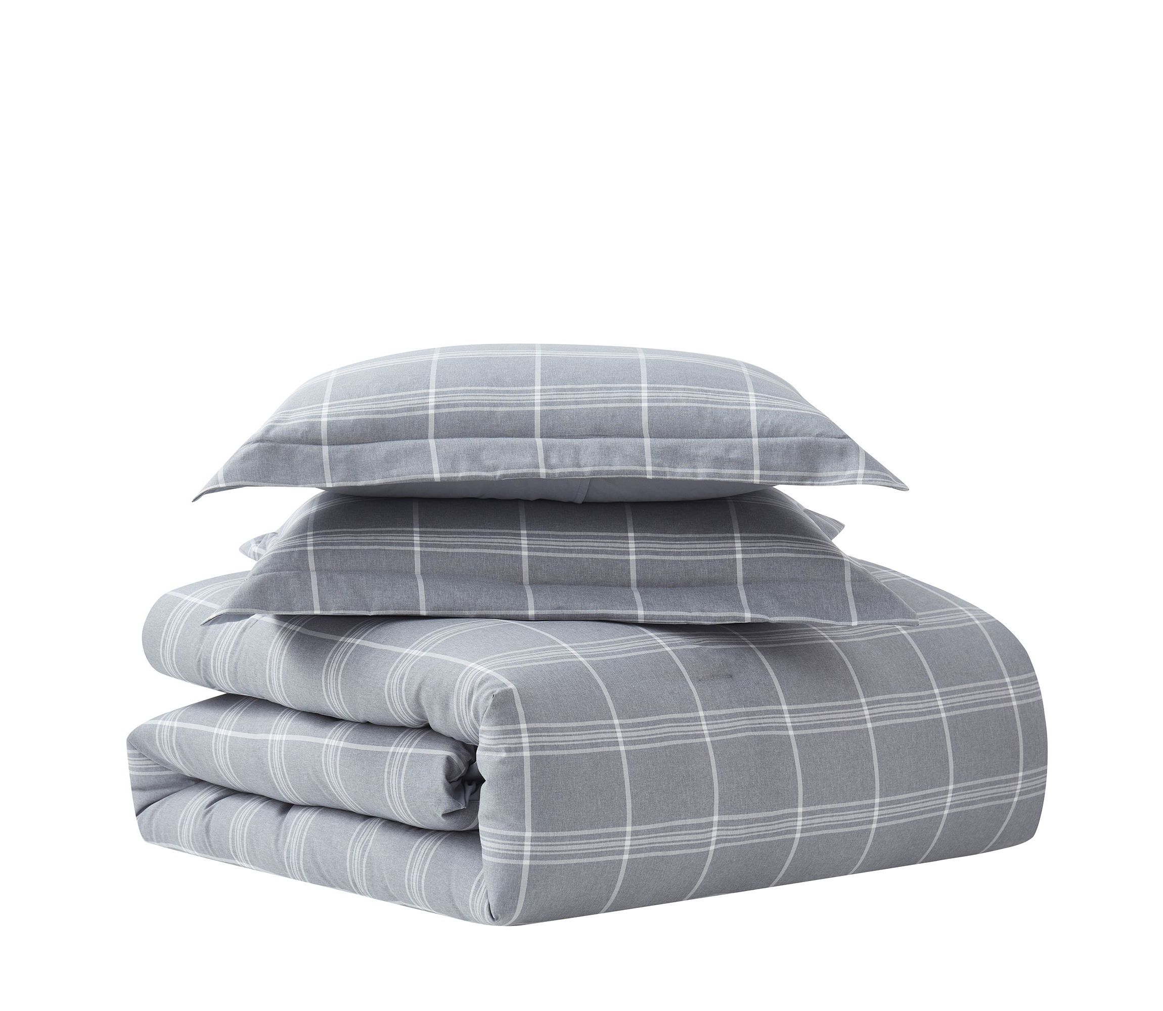 Chambray Weave Plaid Bed in a Bag Comforter & Sheet Set