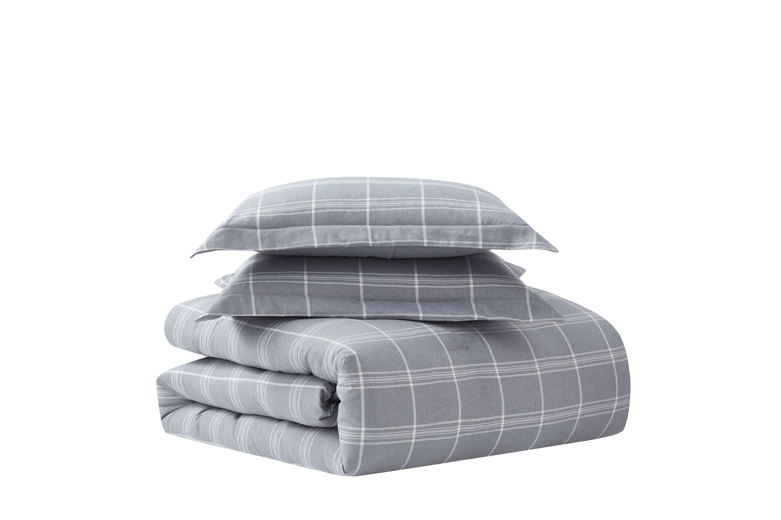 Chambray Weave Plaid Bed in a Bag Comforter & Sheet Set