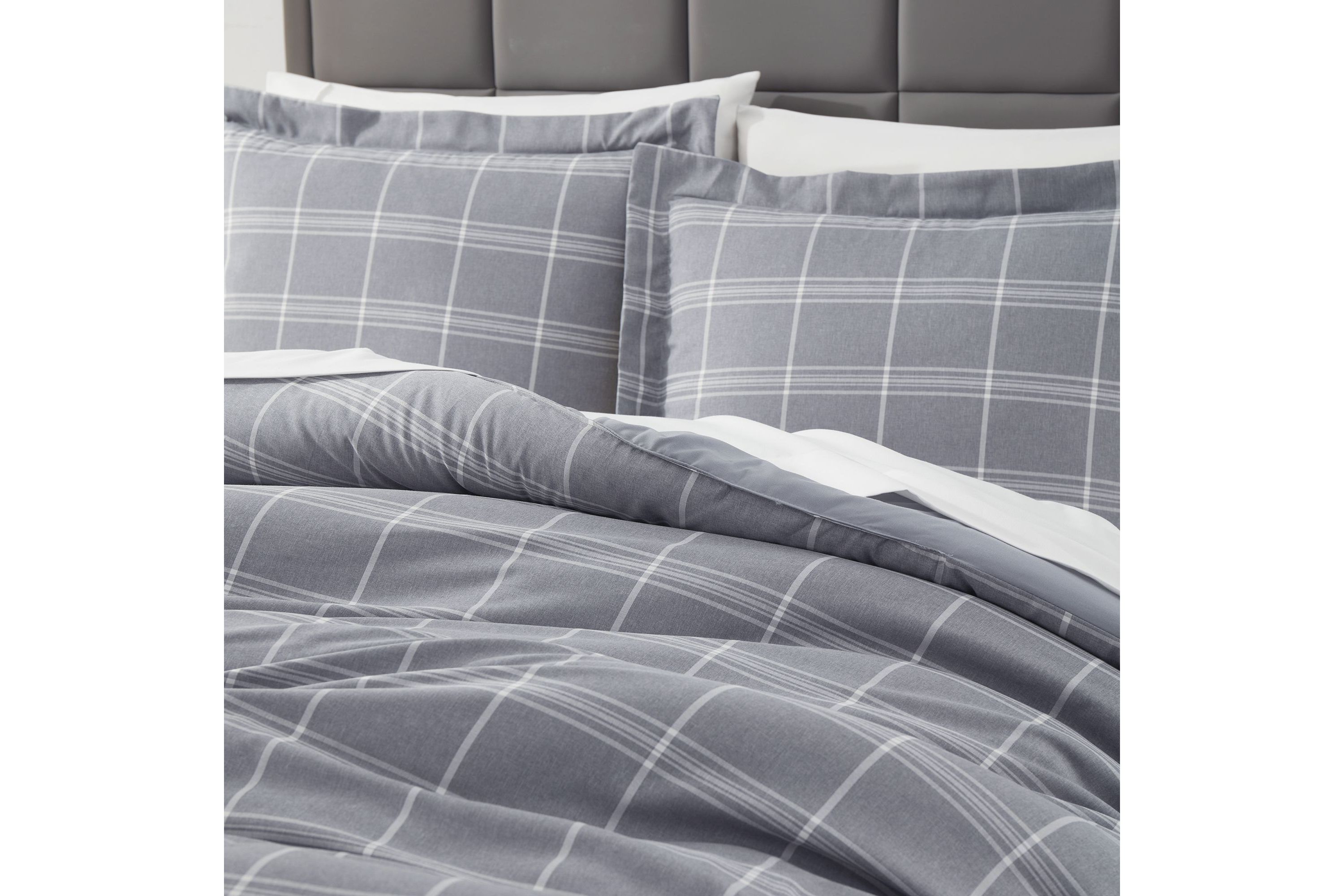 Chambray Weave Plaid Bed in a Bag Comforter & Sheet Set