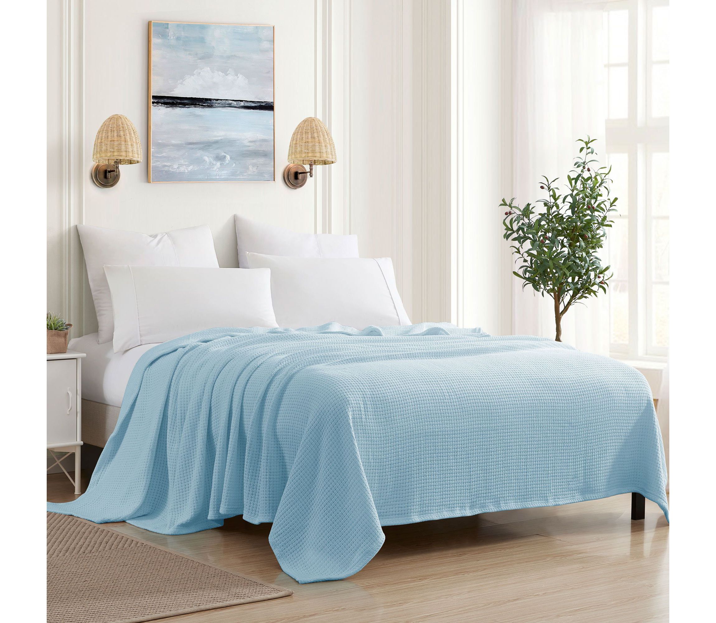 Grand Hotel 100% Cotton Houndstooth Stitch Pattern Woven Blanket