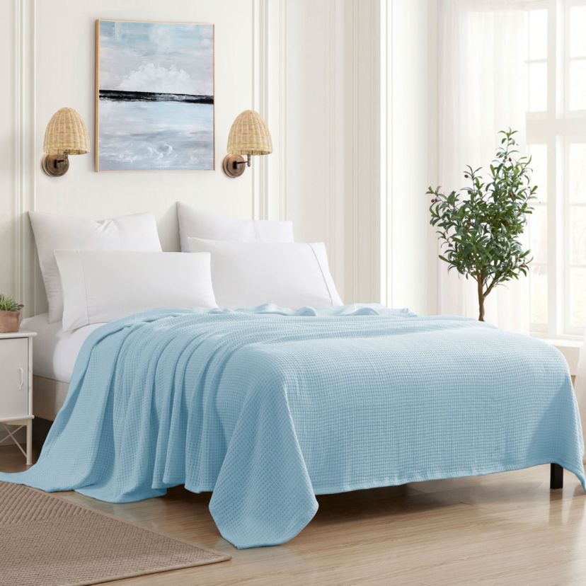 Grand Hotel 100% Cotton Houndstooth Stitch Pattern Woven Blanket