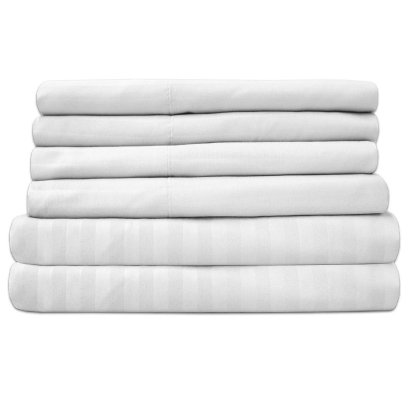 1500 Count 6 Piece Dobby Stripe 14" Pocket Sheet Set