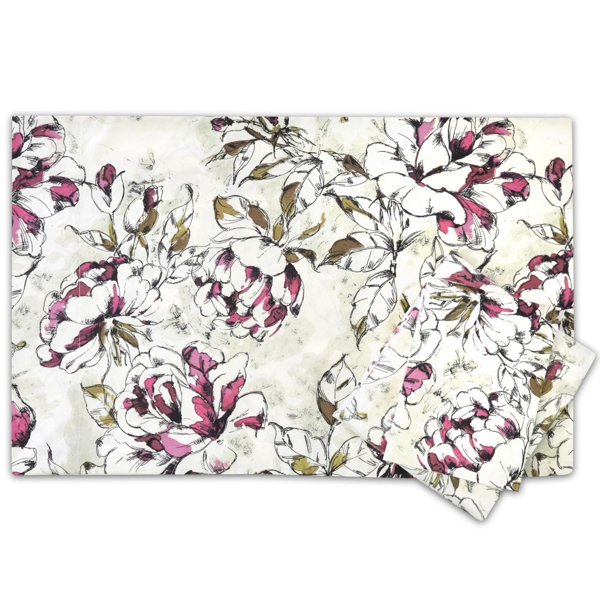 Dolce Sage/Purple Floral Printed 4-Piece Microfiber Sheet Set