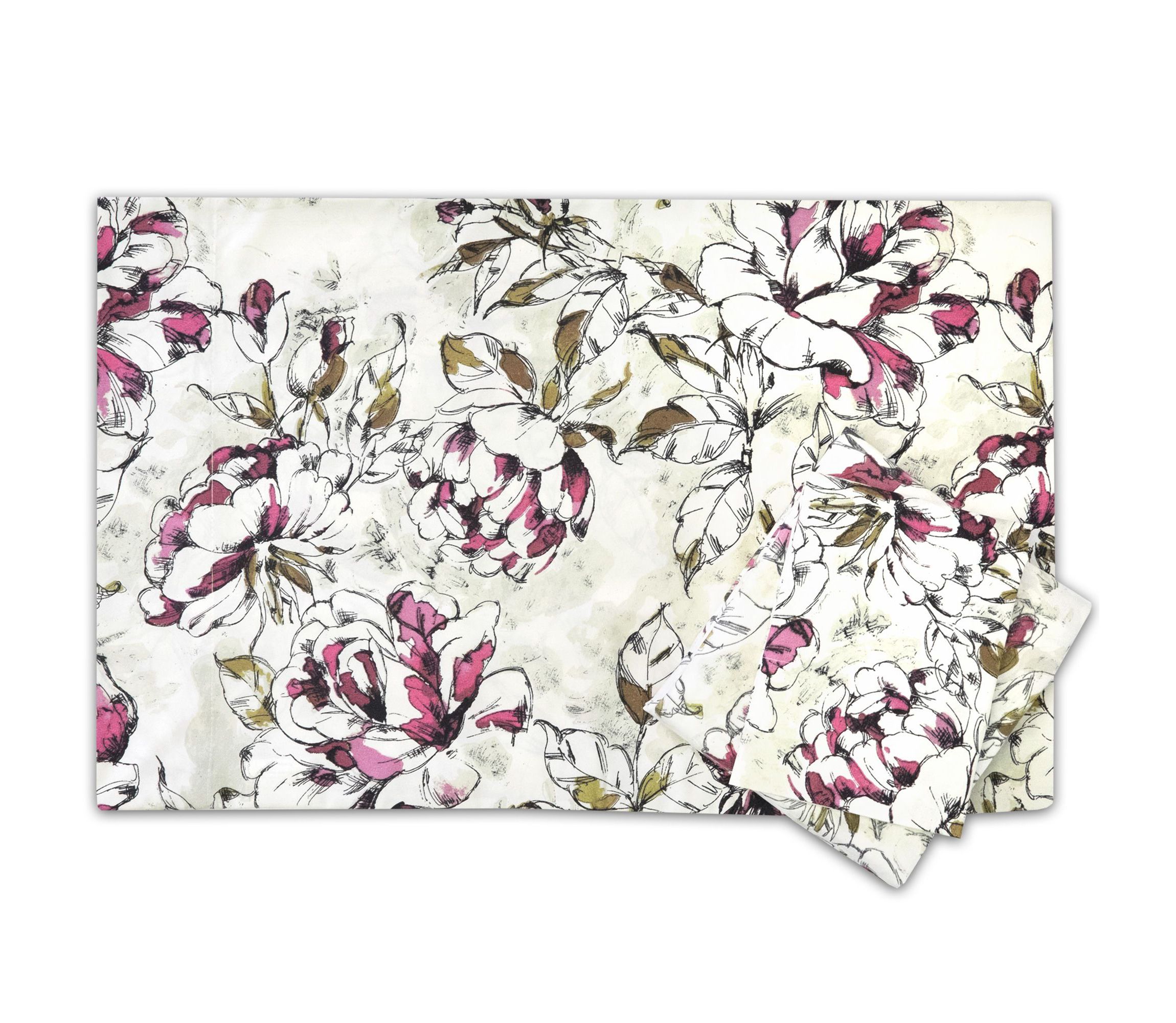 Dolce Sage/Purple Floral Printed 4-Piece Microfiber Sheet Set