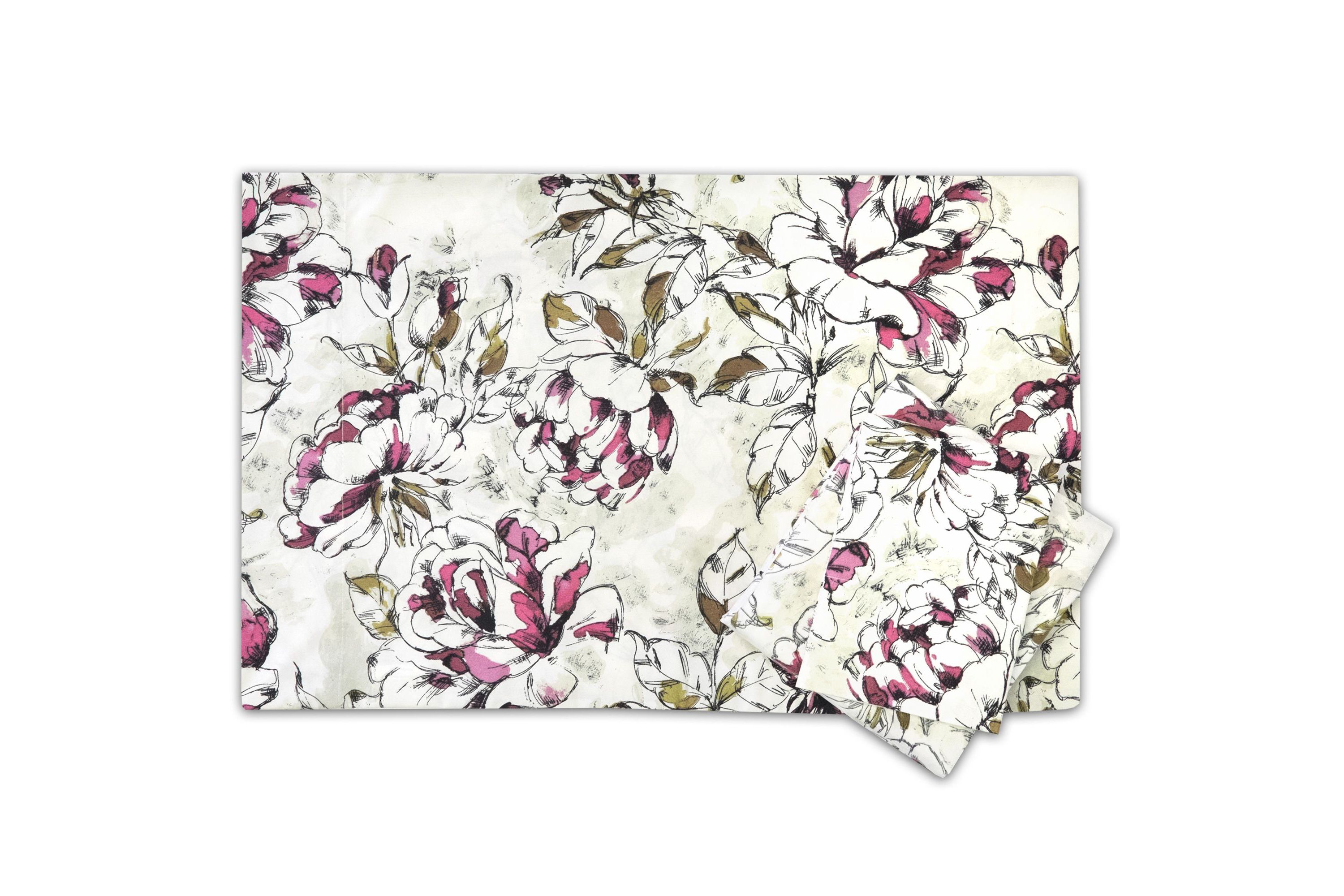 Dolce Sage/Purple Floral Printed 4-Piece Microfiber Sheet Set