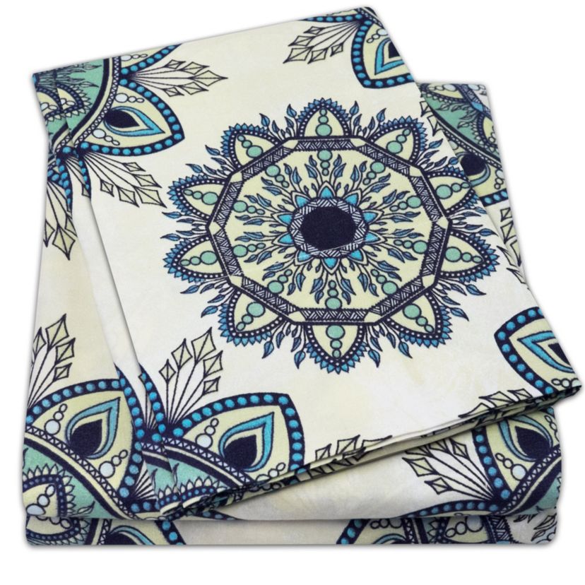 Ashley Green Mandala Print 4-Piece Microfiber Sheet Set