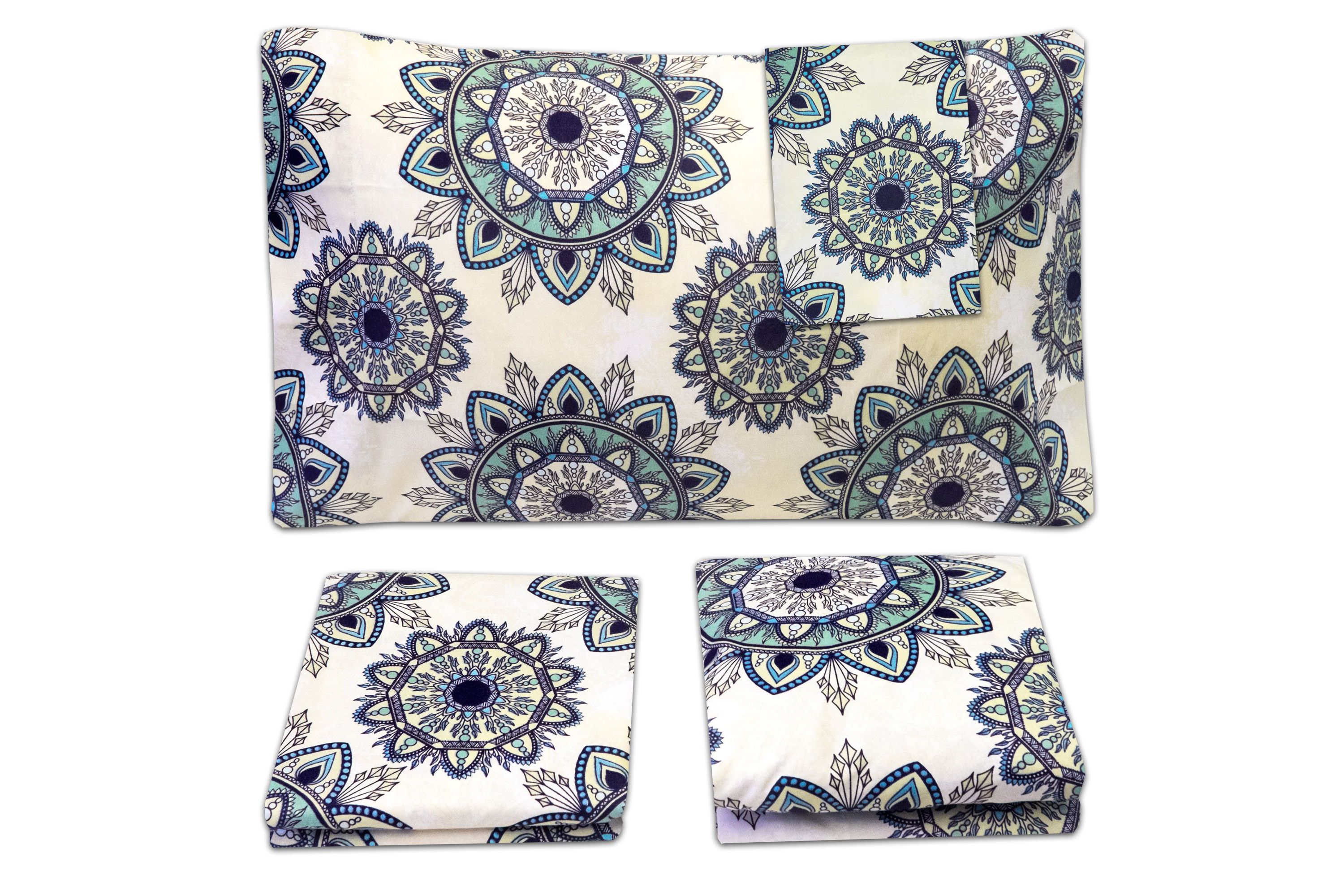 Ashley Green Mandala Print 4-Piece Microfiber Sheet Set