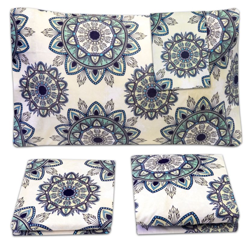 Ashley Green Mandala Print 4-Piece Microfiber Sheet Set