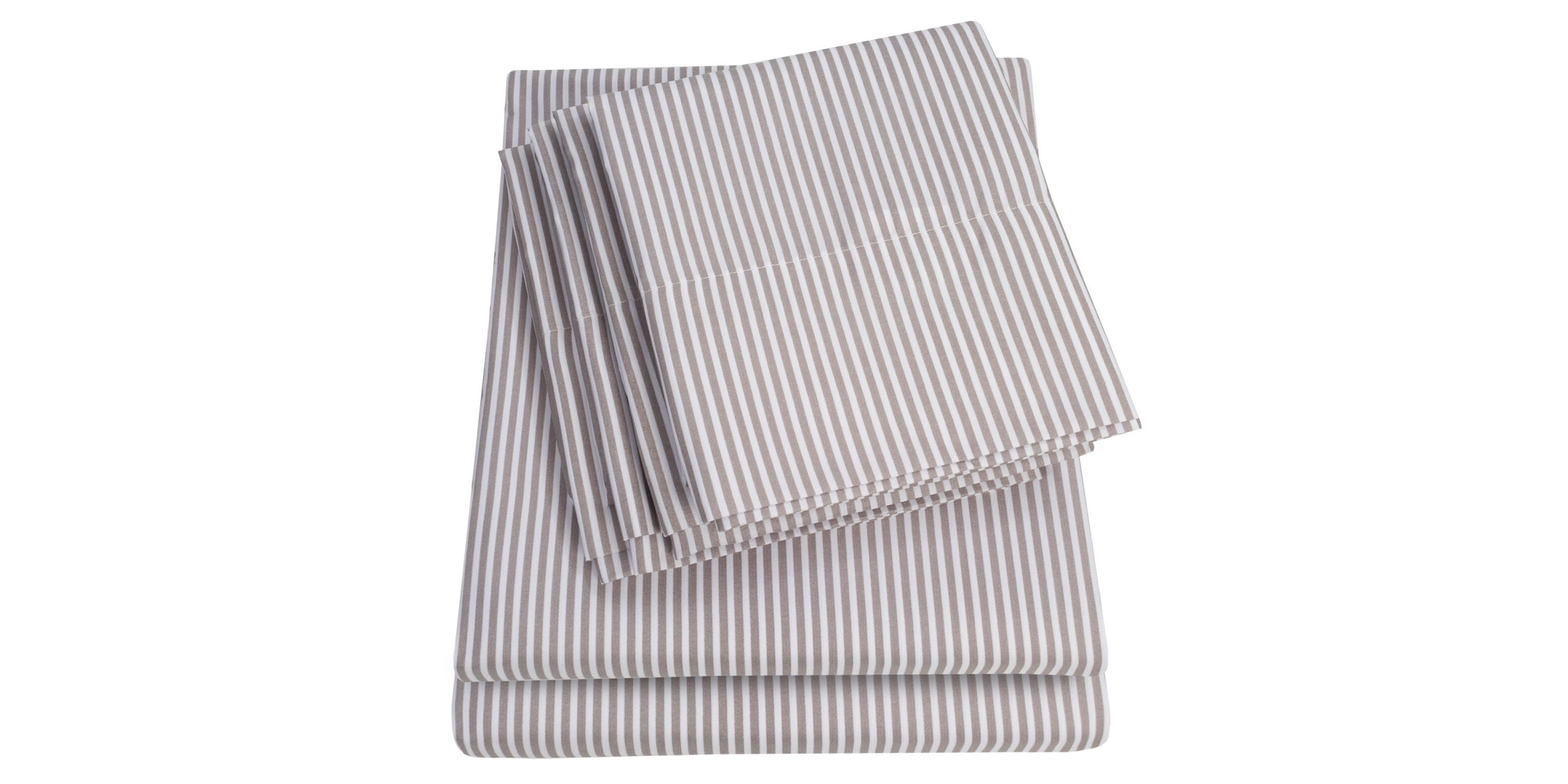 1500 Count Classic Stripe 6 Piece Microfiber Sheet Set
