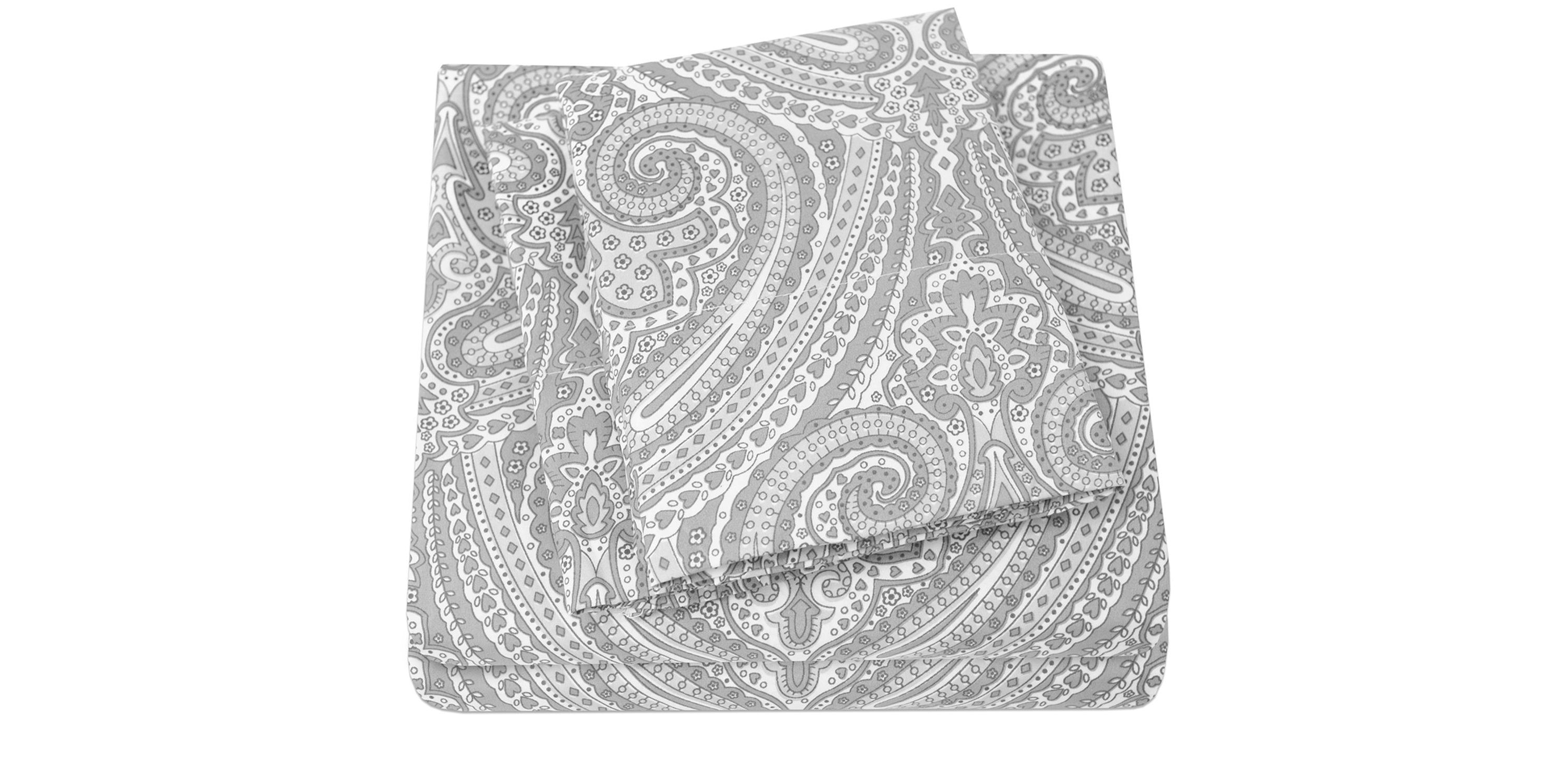 1800 Count Gray Paisley Print 4 Piece Microfiber Sheet Set