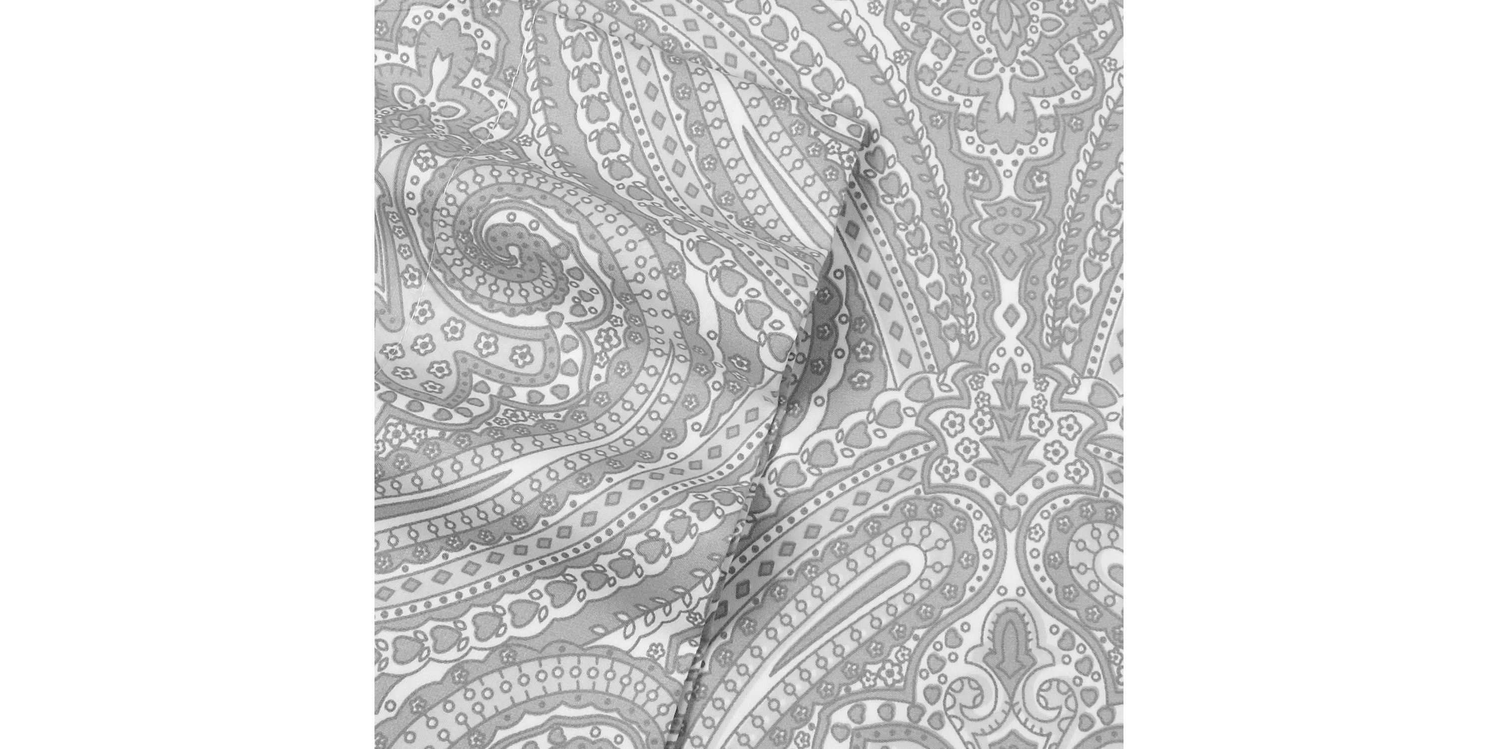 1800 Count Gray Paisley Print 4 Piece Microfiber Sheet Set