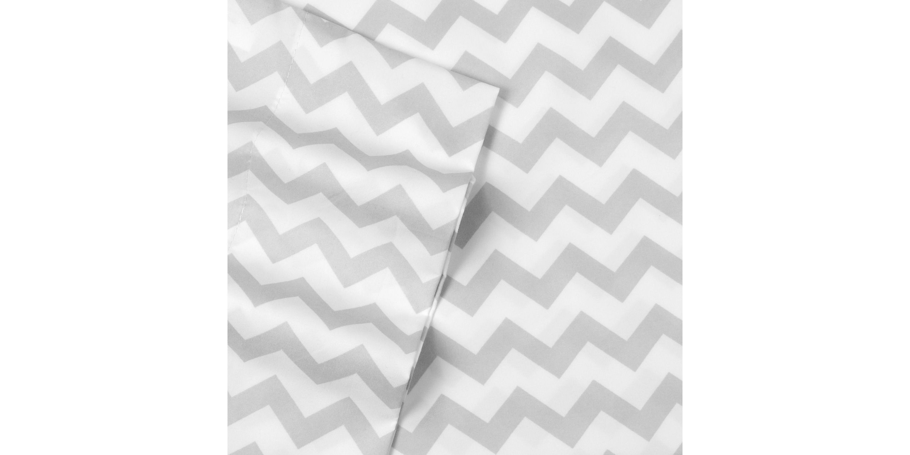 1800 Count 4 Piece Gray Chevron ZigZag Print Microfiber Sheet Set