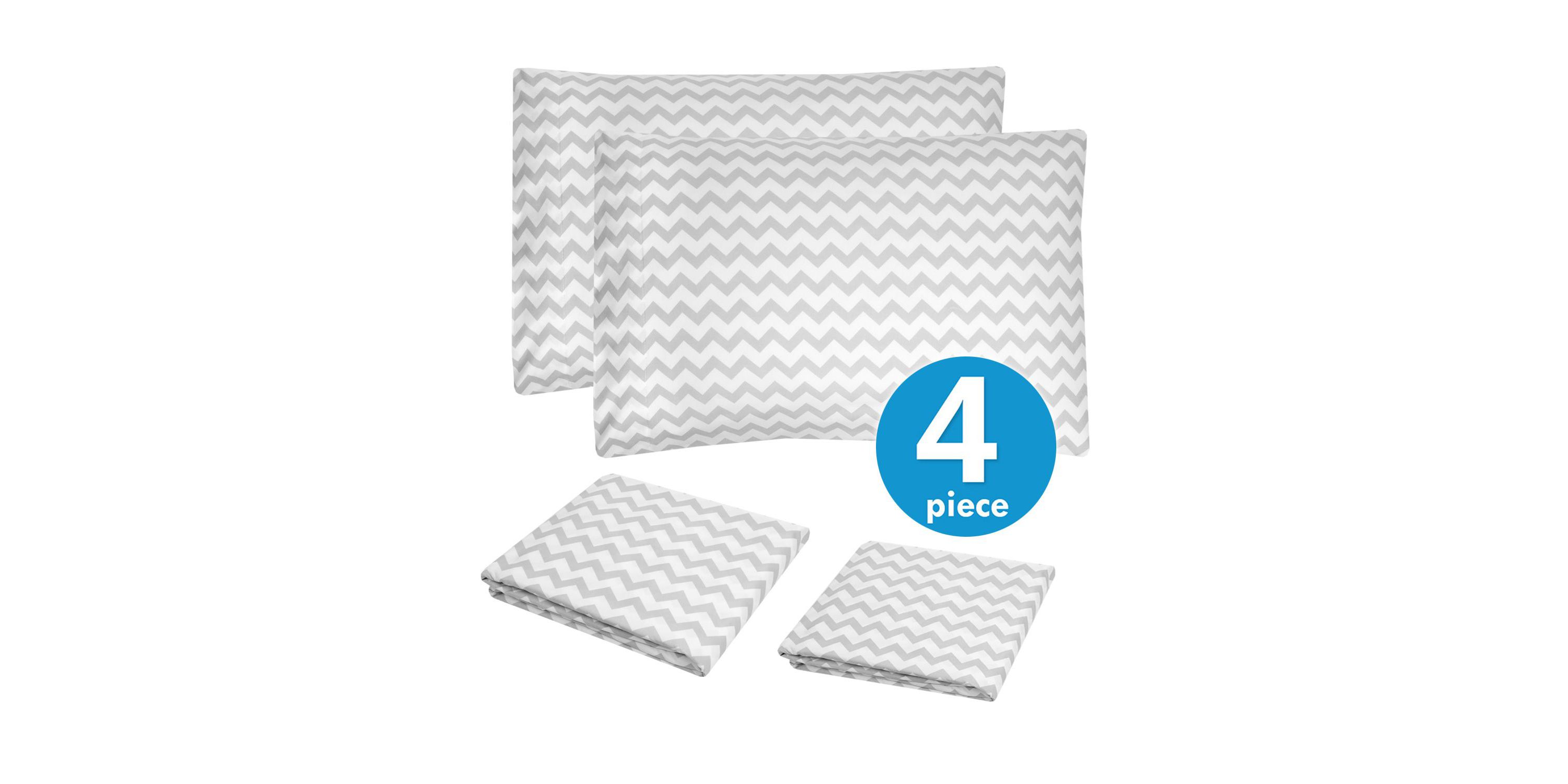 1800 Count 4 Piece Gray Chevron ZigZag Print Microfiber Sheet Set