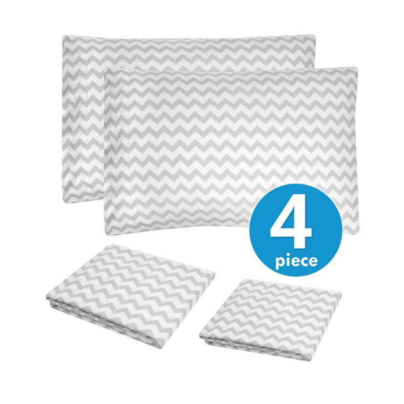 1800 Count 4 Piece Gray Chevron ZigZag Print Microfiber Sheet Set