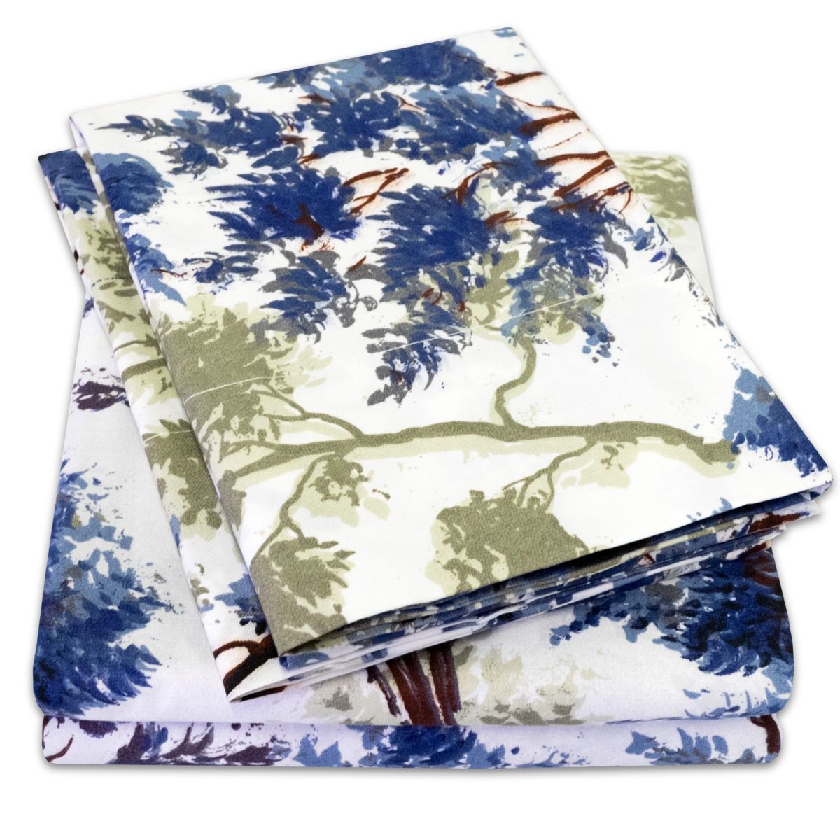 Florence Blue/Green Floral Print 4-Piece Microfiber Sheet Set