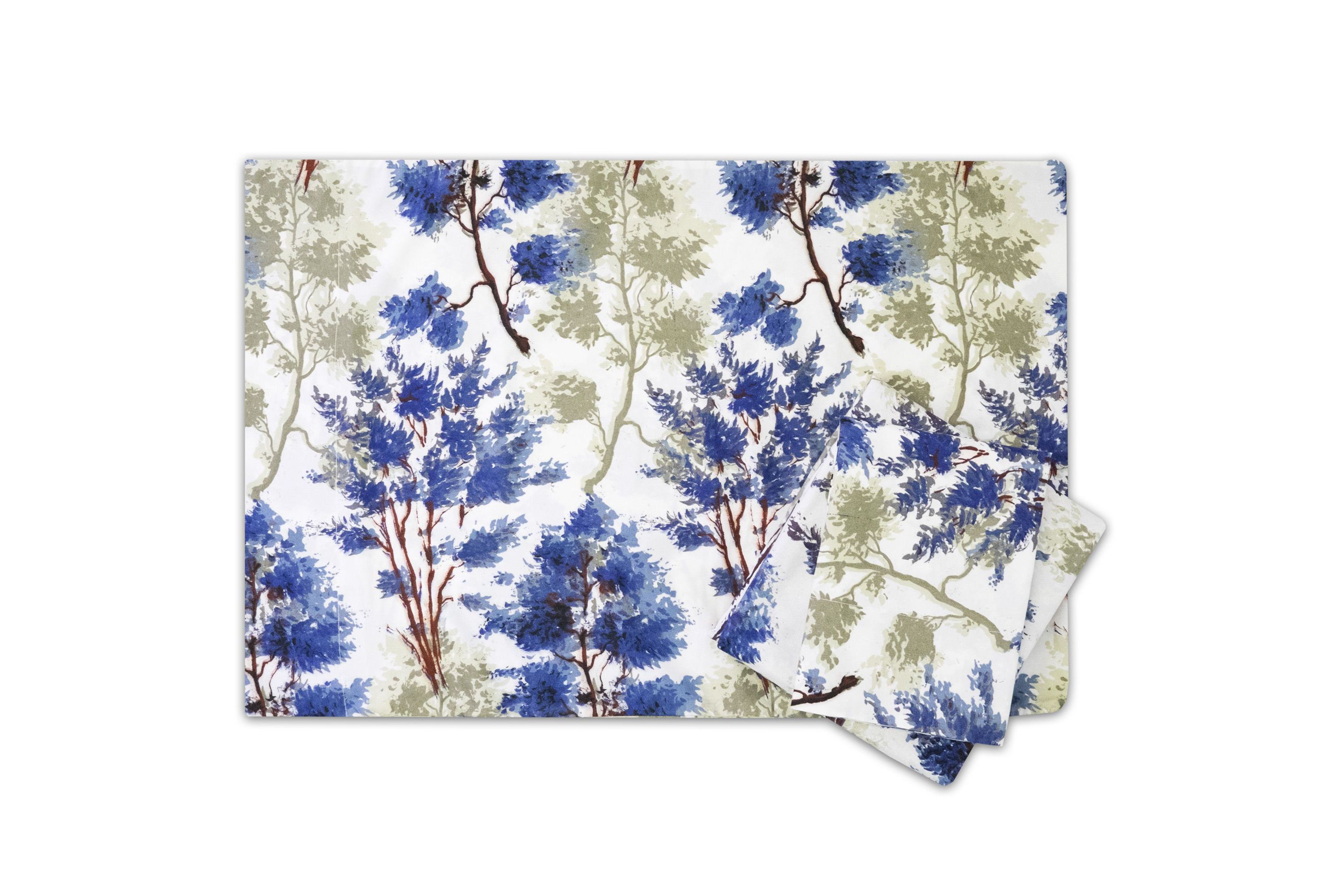 Florence Blue/Green Floral Print 4-Piece Microfiber Sheet Set