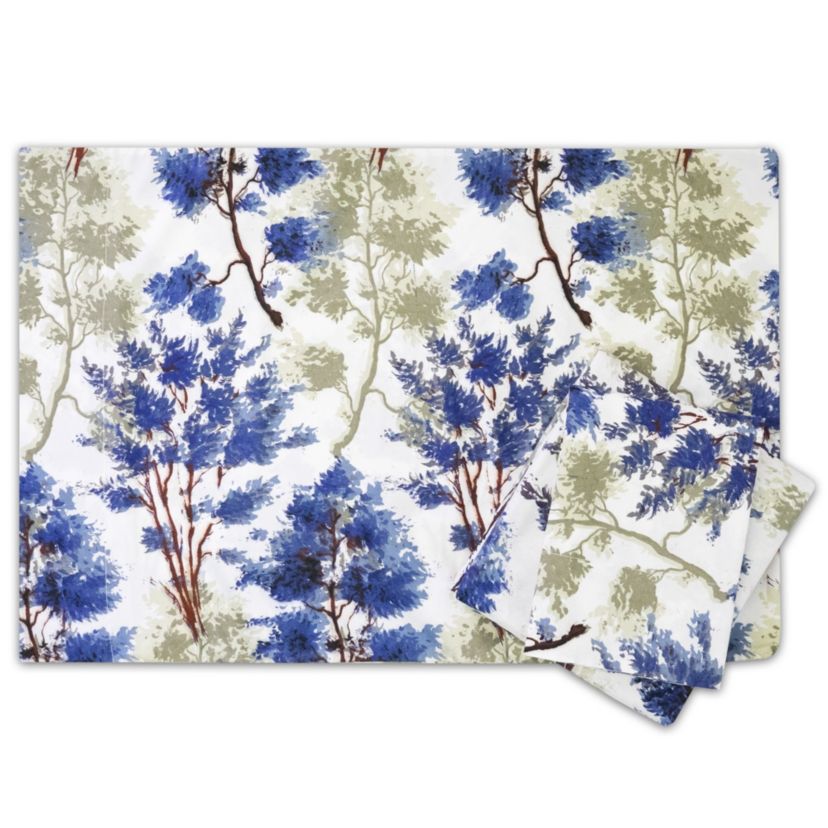 Florence Blue/Green Floral Print 4-Piece Microfiber Sheet Set