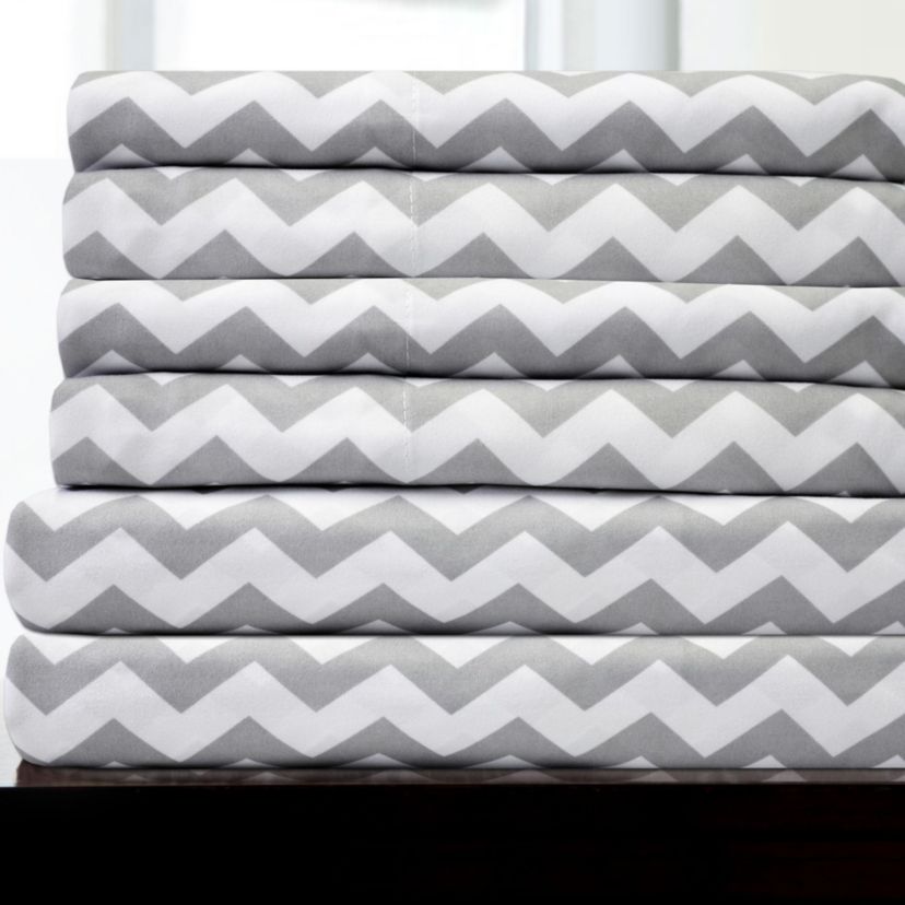 1500 Count 6 Piece Chevron Microfiber Sheet Set