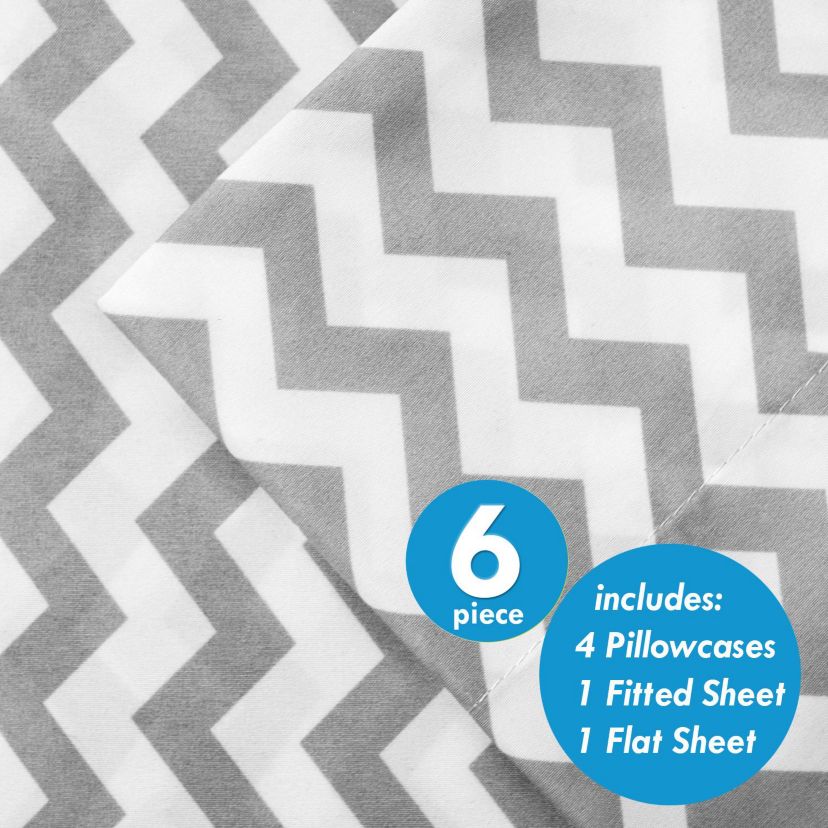 1500 Count 6 Piece Chevron Microfiber Sheet Set