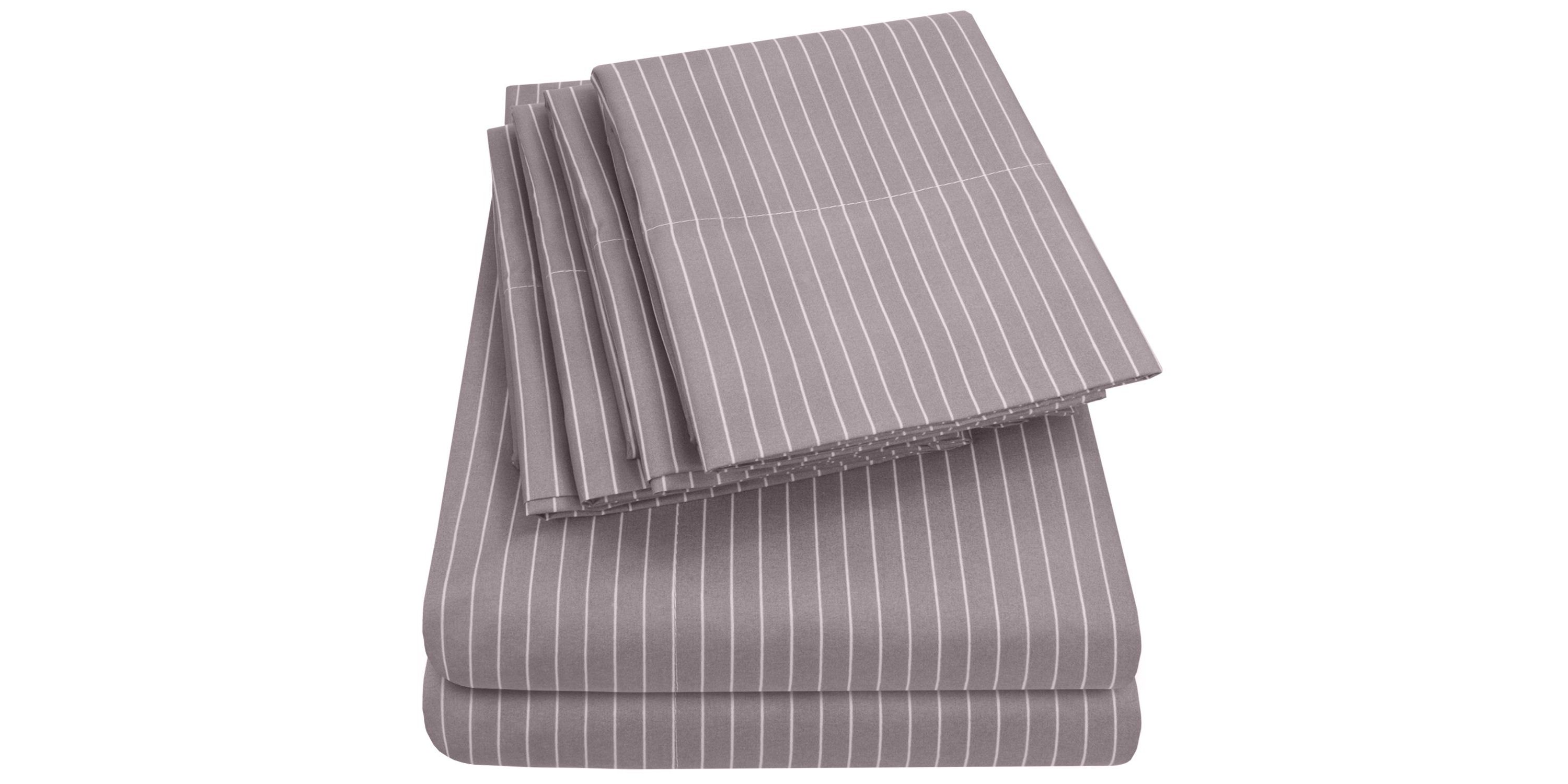 1500 Count Pinstripe 6 Piece Microfiber Sheet Set