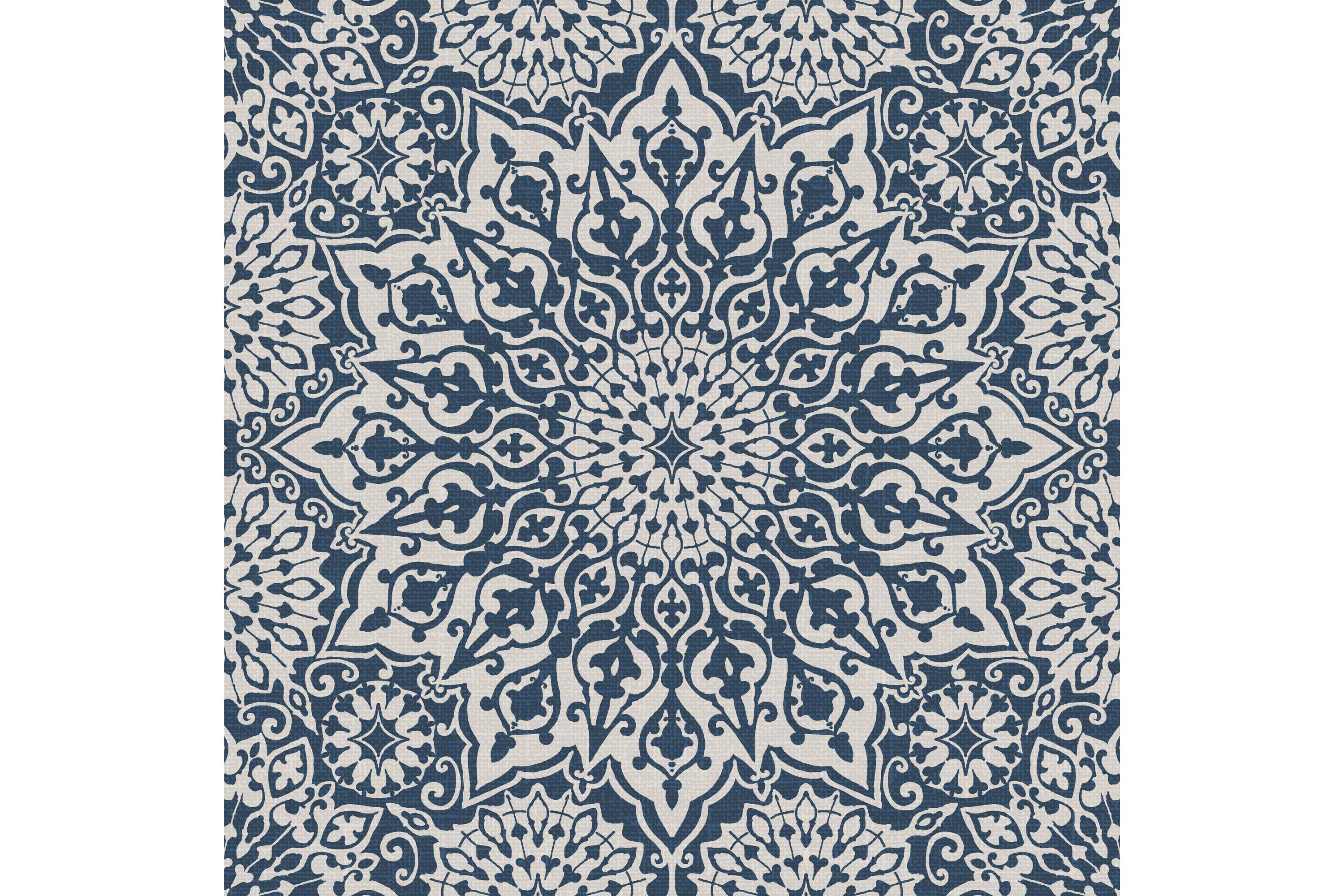 Oasis Blue Mandala Printed 4-Piece Microfiber Sheet Set