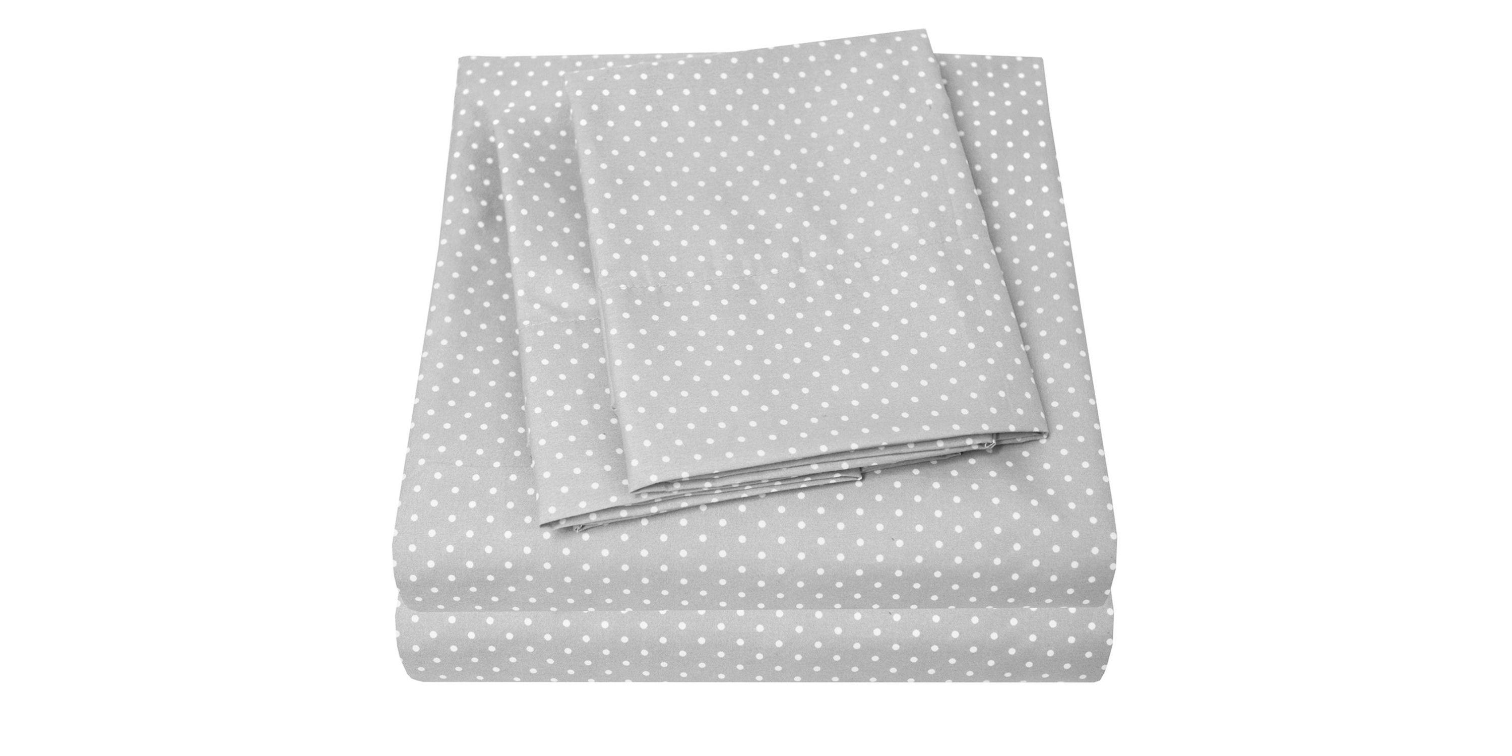 1800 Count Gray Pin Dot Print Microfiber Sheet Set