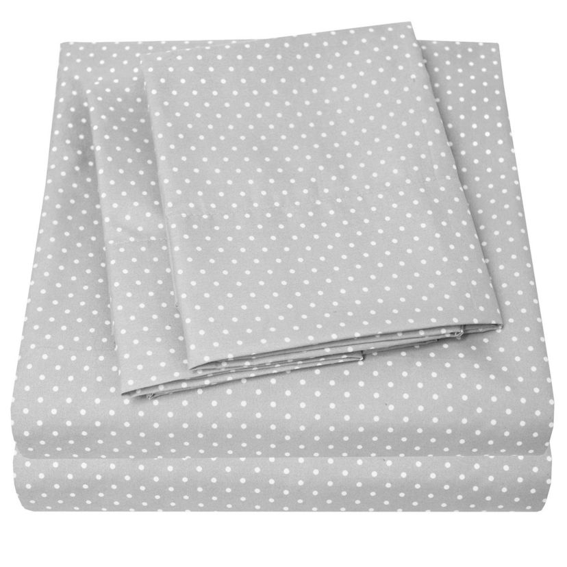 1800 Count Gray Pin Dot Print Microfiber Sheet Set