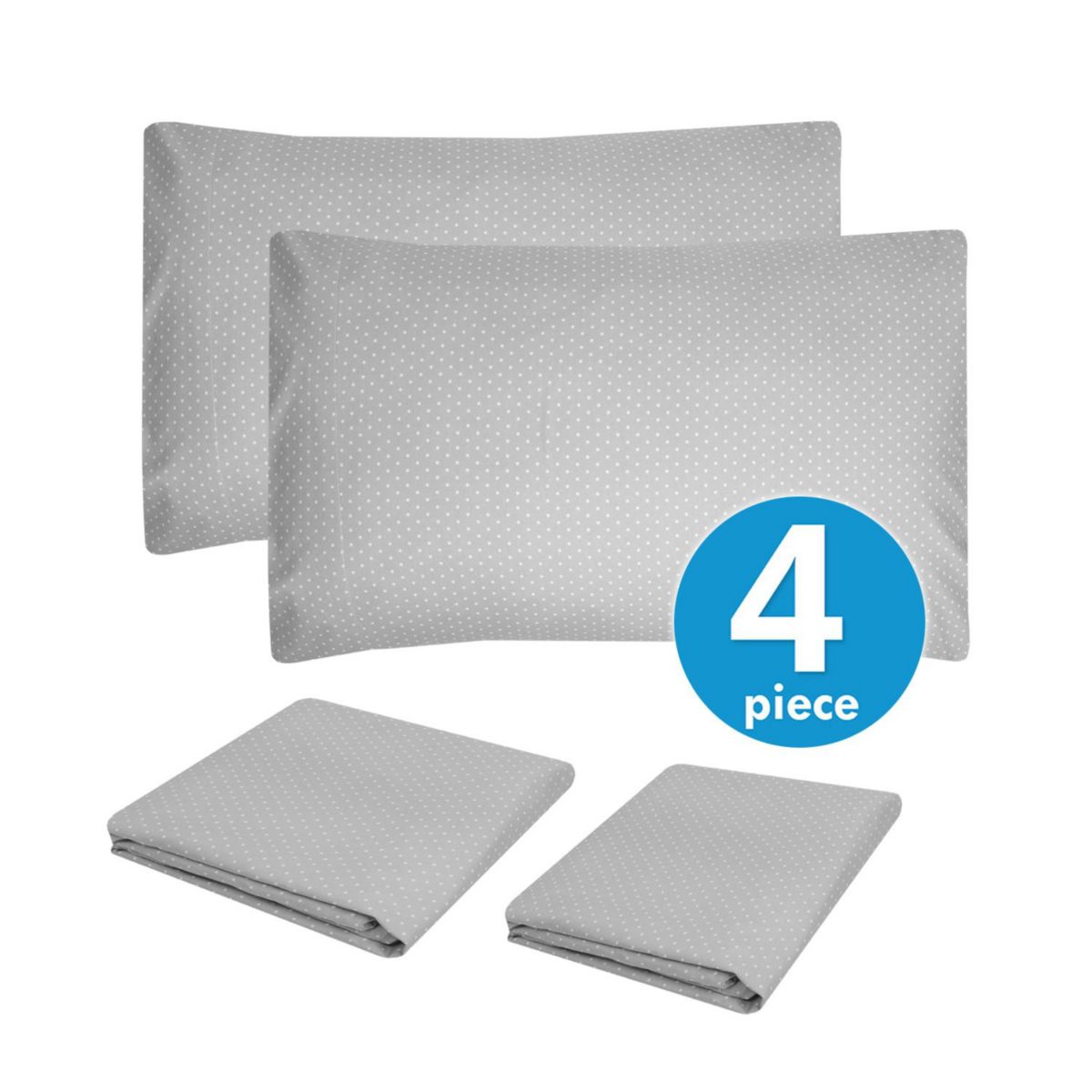1800 Count Gray Pin Dot Print Microfiber Sheet Set
