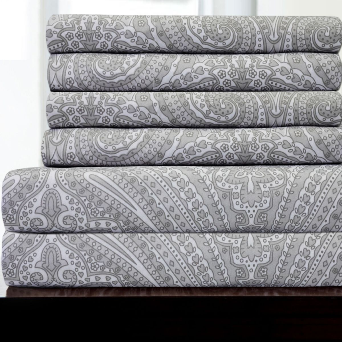 1500 Count 6 Piece Paisley Print Microfiber Sheet Set