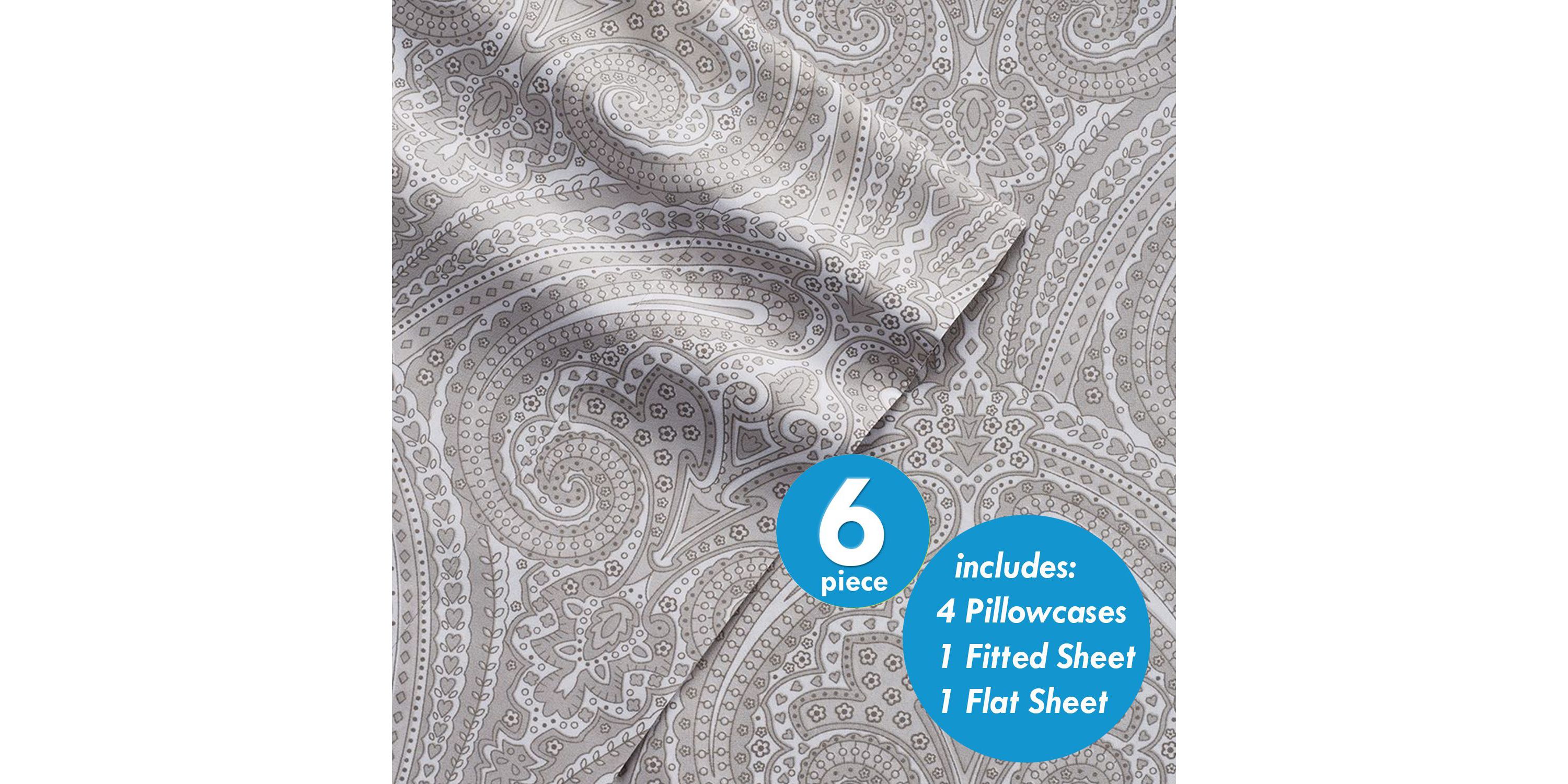 1500 Count 6 Piece Paisley Print Microfiber Sheet Set