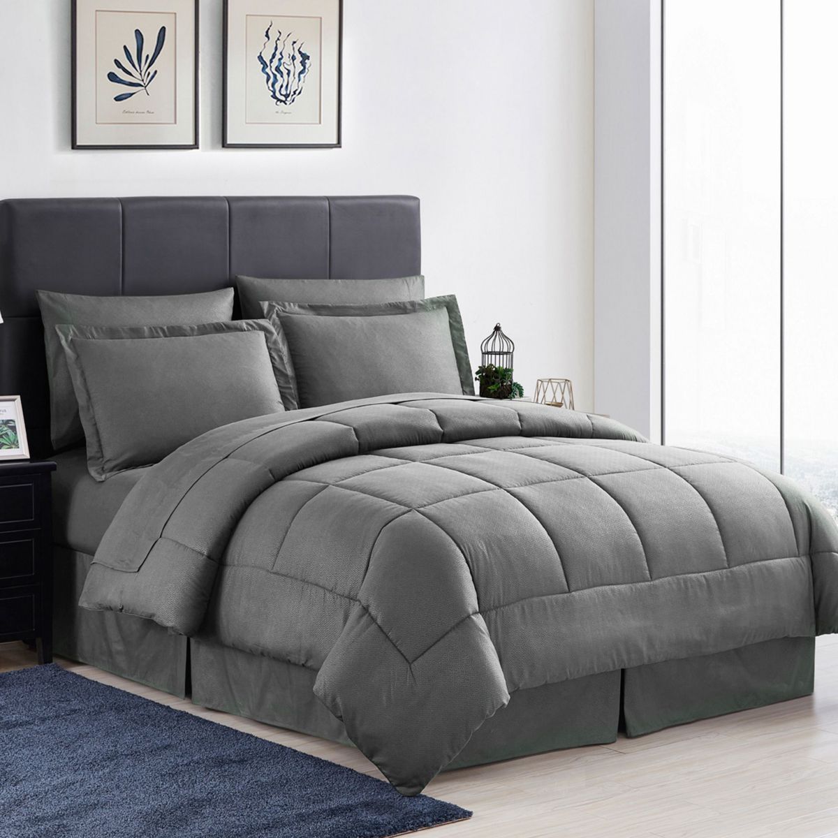 8 Piece Bed In A Bag Greek Key Comforter Sheet Bed Skirt Sham Set