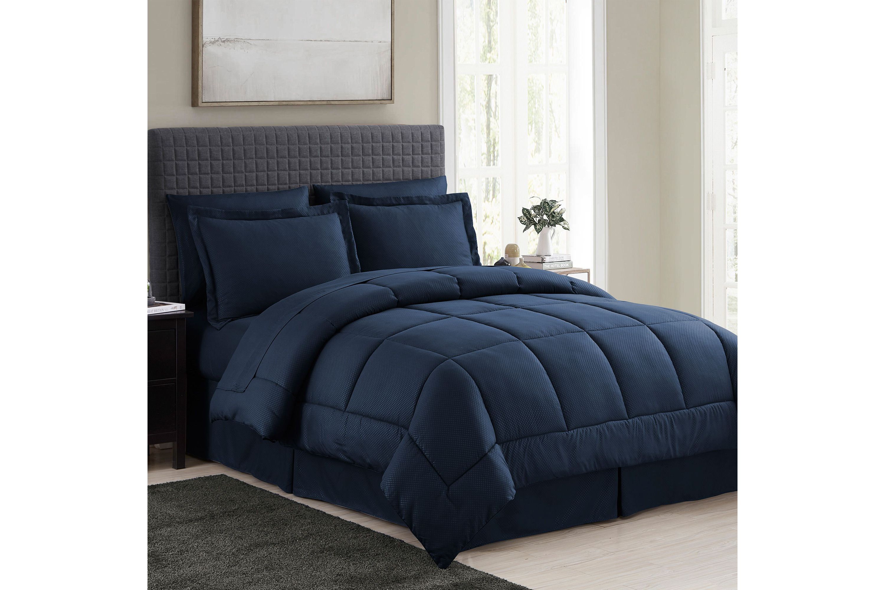 8 Piece Bed In A Bag Checkered Comforter Sheet Bed Skirt Sham Set